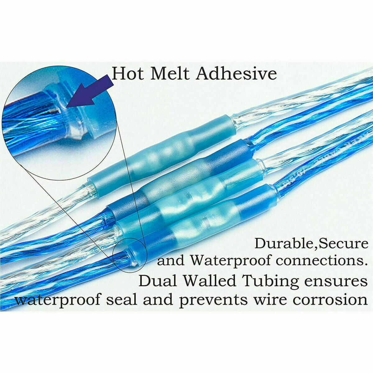 100X BLUE HEAT SHRINK BUTT CONNECTORS WIRE 14-16 GAUGE WATERPROOF WIRING