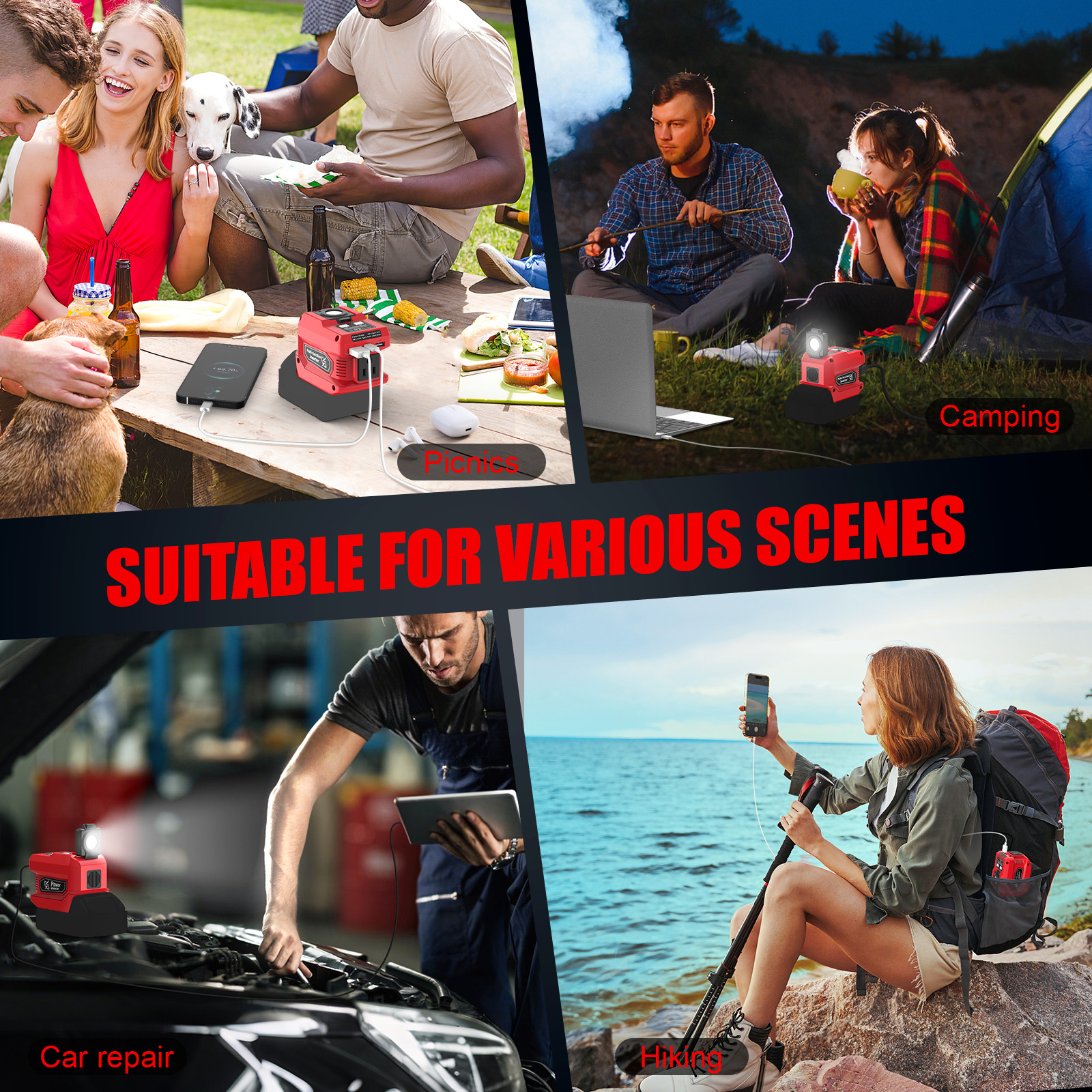 DC 18V to AC 110V,220W Power Inverter Compatible with Milwaukee 18V Battery