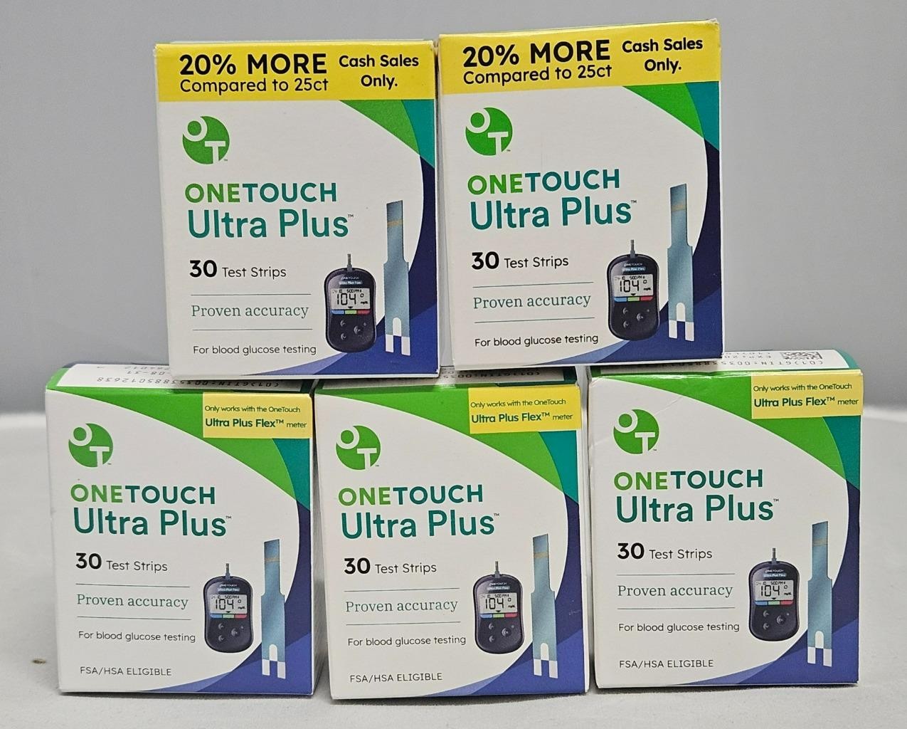 One Touch Ultra  Plus Test Strips 150ct (5x30) Free Shipping Exp 12/2026+