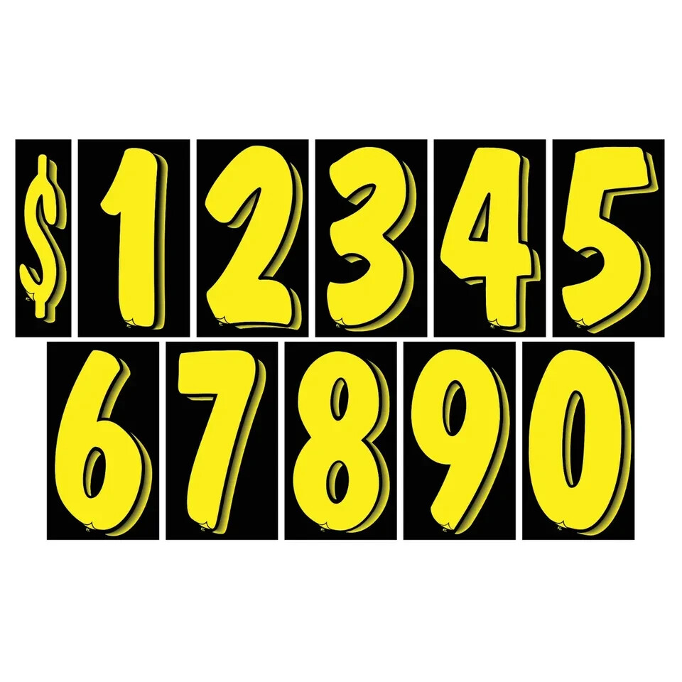 7 1/2 Inch Numbers Windshield Advertising Pricing Stickers Car Dealer You Pick