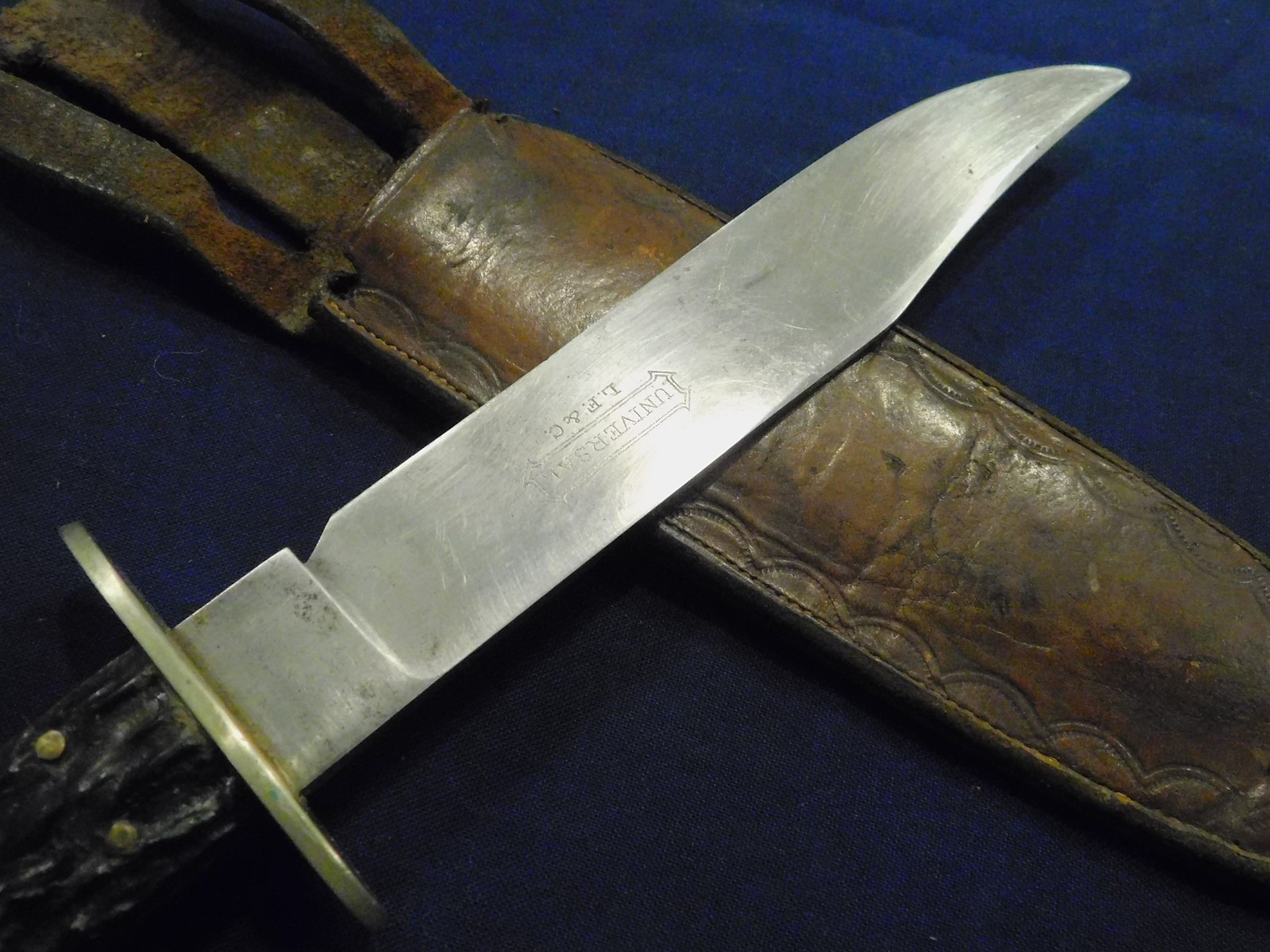 Great 1800s American Bowie Fighting Hunting Knife LF&C Stag Grip w/Sheath