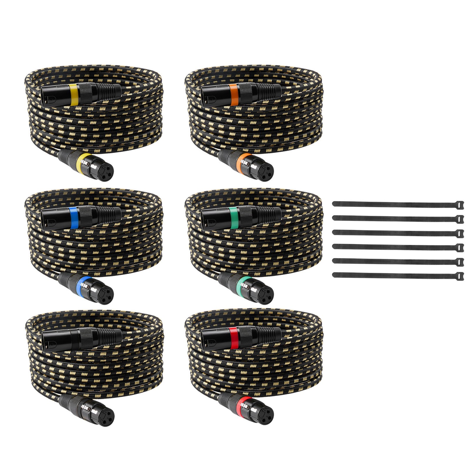 Uimoso 25 ft 6-Pack XLR Cables, Balanced 3-Pin Male to Female Microphone Cords