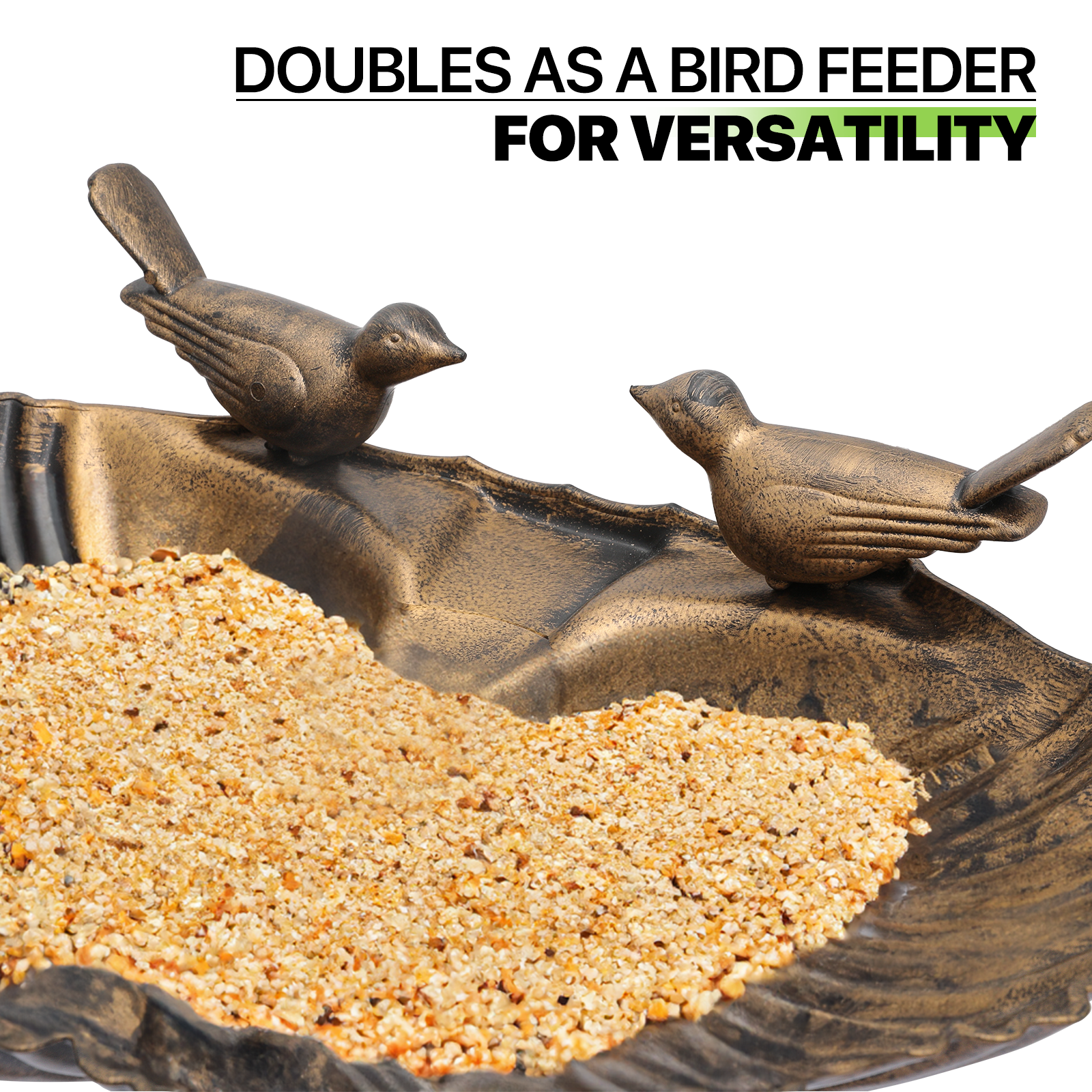 Outdoor Pedestal Solar Pumb Bird Bath Bronze Freestanding Garden Backyard D??cor