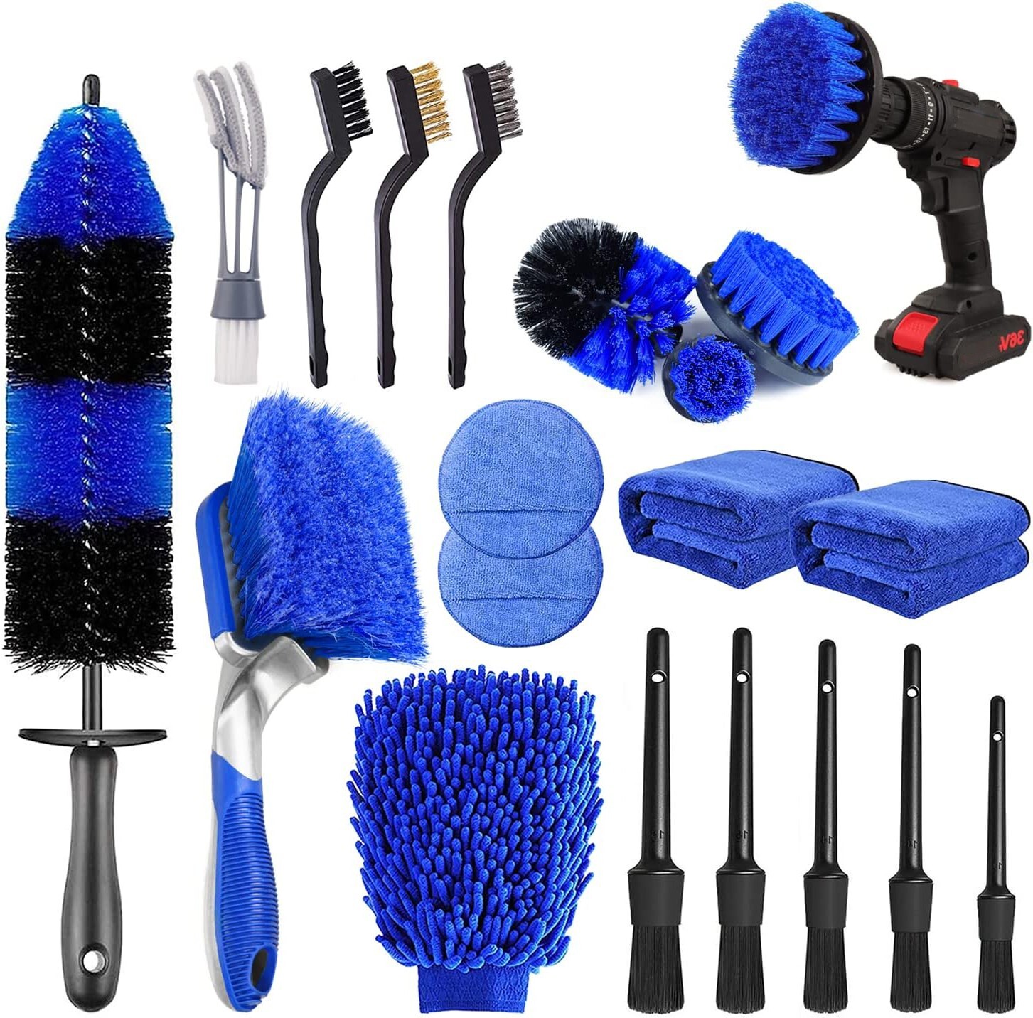 Complete Car Care: The 20 Pcs Ultimate Car Detailing Brush Set Drill Not Include
