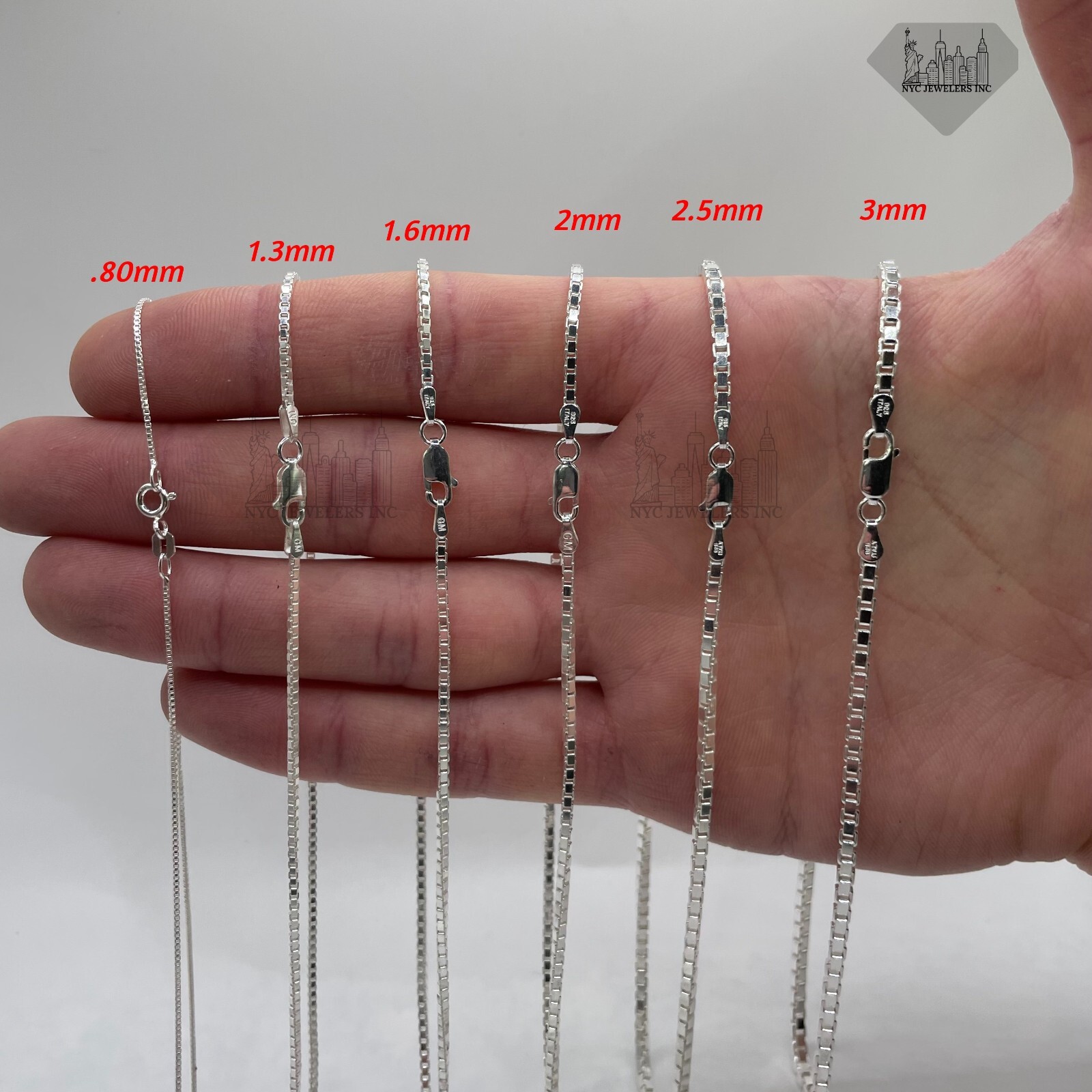 Italian Solid Sterling Silver Box Link Chain Necklace 925 Silver Chain UNISEX