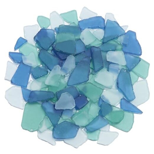 Sea Glass for Crafts - 14oz Frosted Seaglass Pieces - Blue, Aqua Green, White