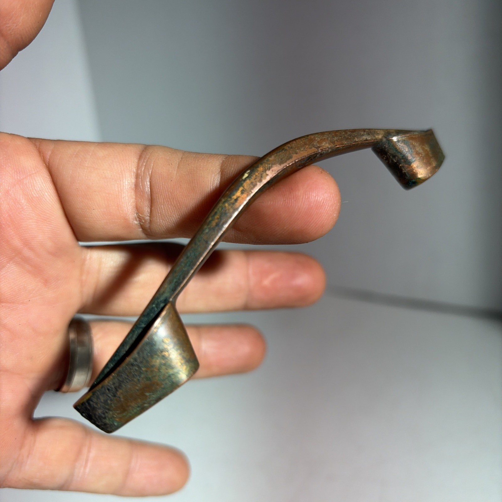 Vintage Single Mid Century Modern Copper Drawer Pull Handle