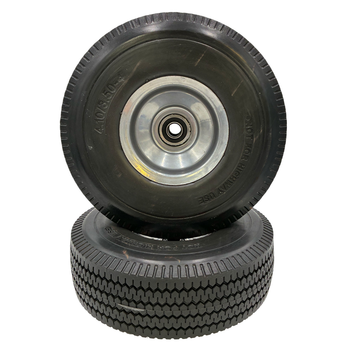 4.10x3.50-4 Solid Sawtooth Wheel Assembly - Set of 2