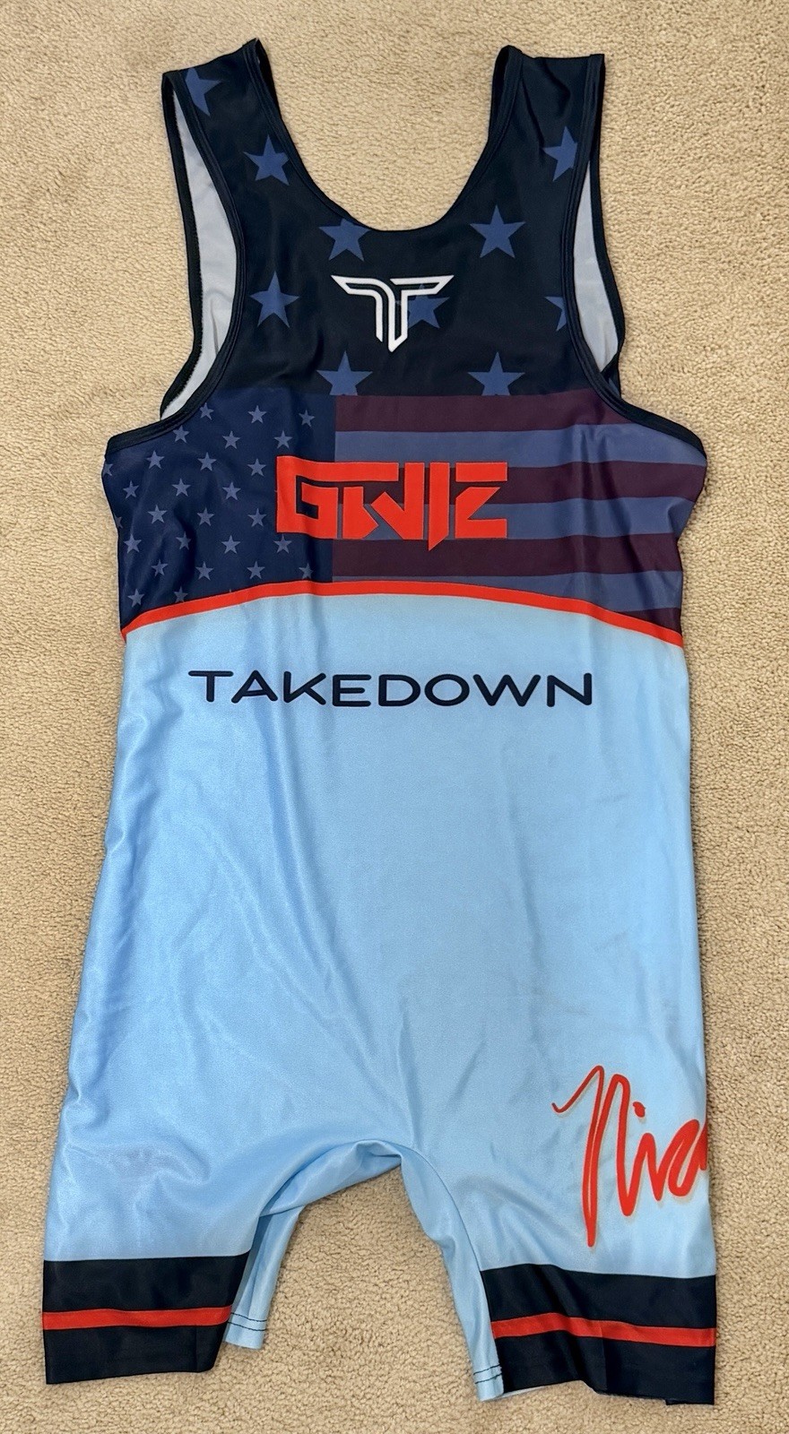 WRESTLING SINGLET Nick G GWIZ Match-used Jock XL