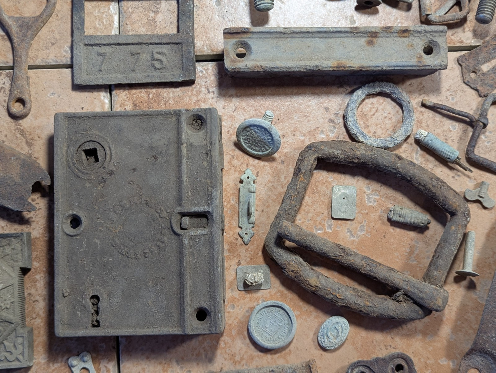 Dug Relics Vintage Iron Door Hardware Buckles Glasses Brass Key Bottle Openers