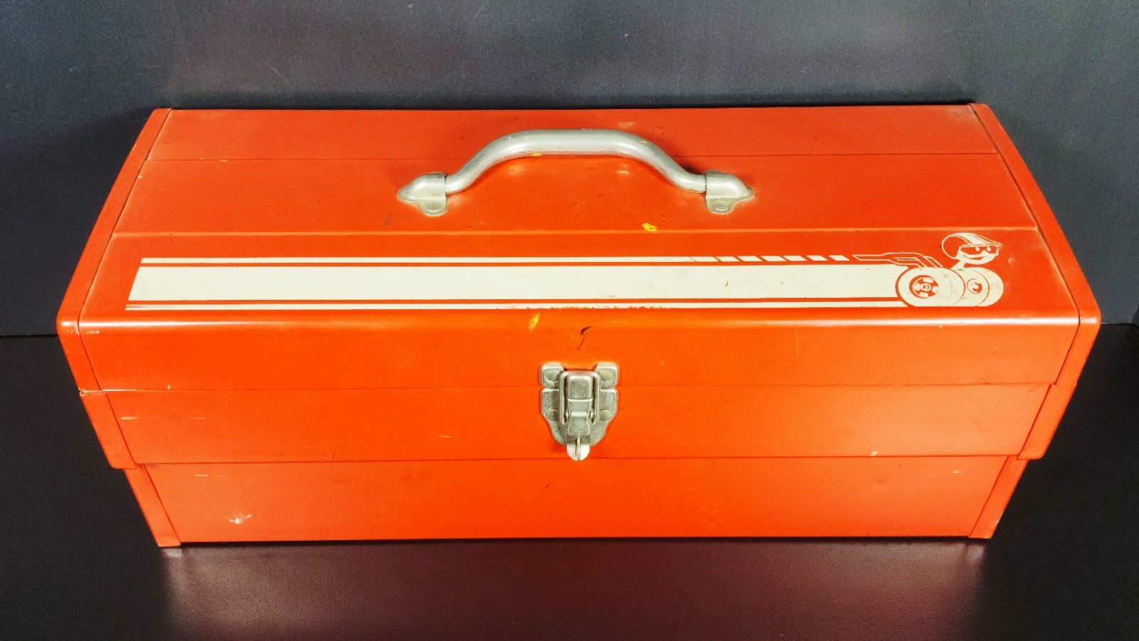 Vintage Mopar Scat Pack Metal Toolbox 1960s-70s Red with Bee Stripe & Insert