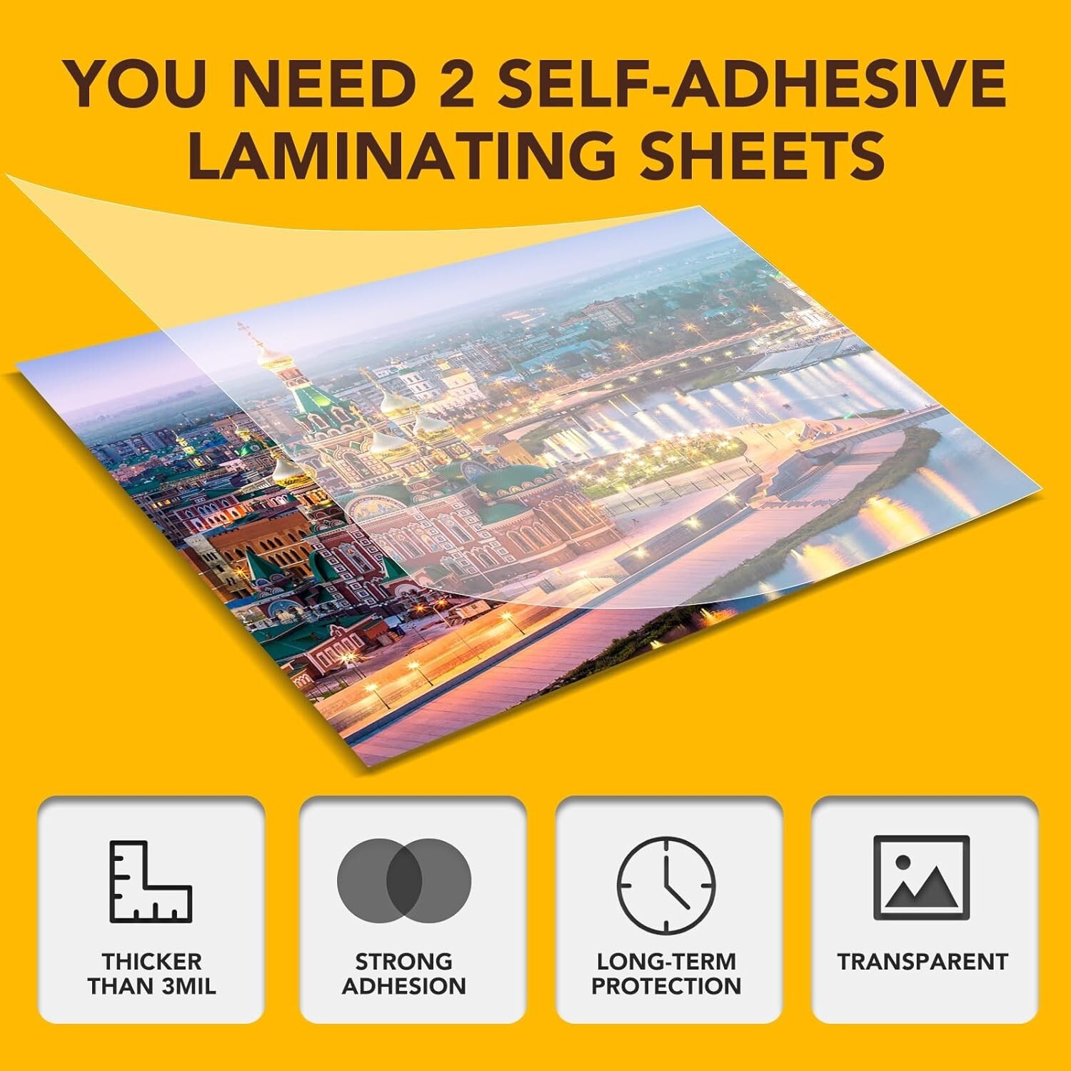 40 PCS Self-Adhesive Laminating Sheets, 9 X 12 Inches Clear Laminating Sheets No