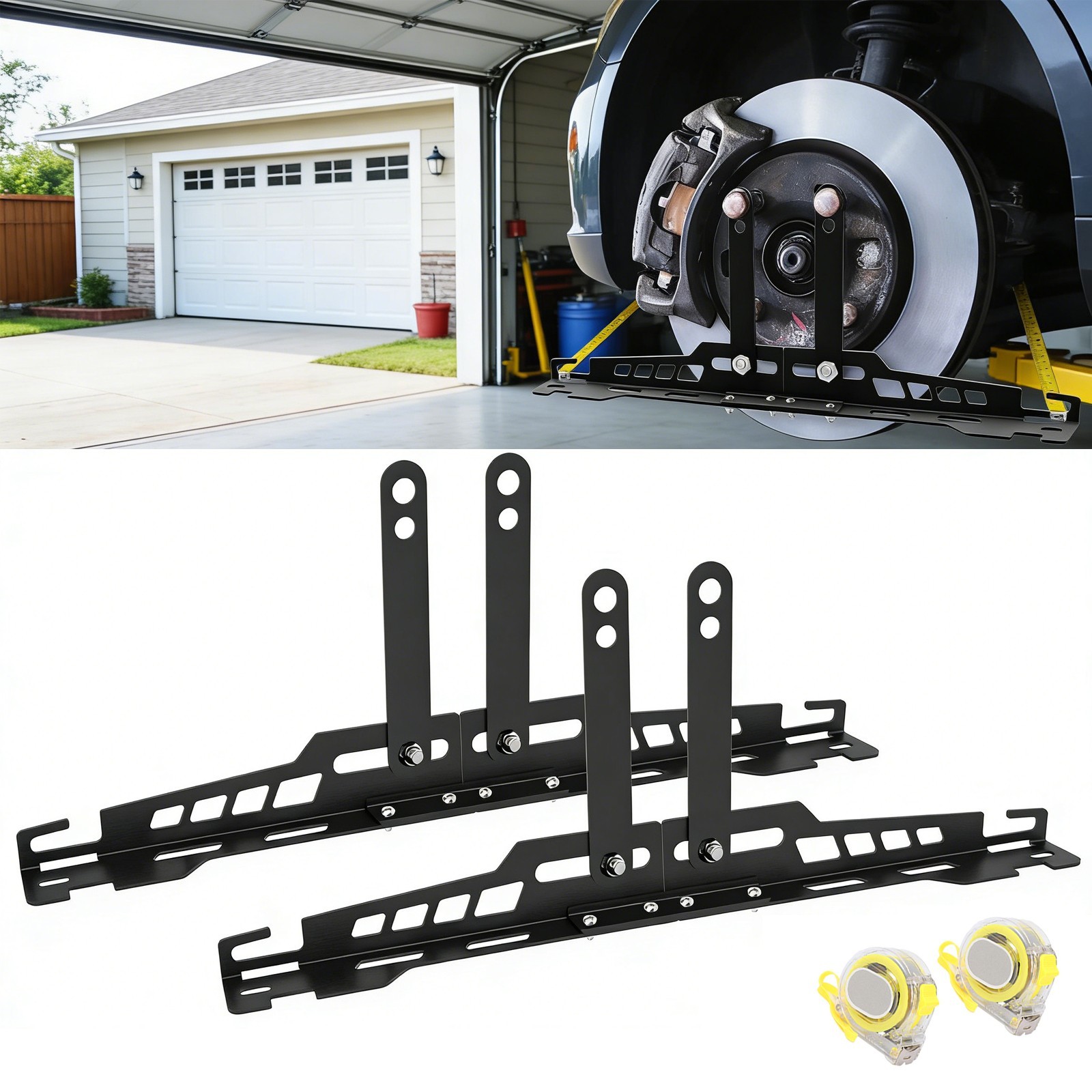 2 Pack Upgraded Wheel Toe Alignment Tool Plate Kit w/Measuring Tapes, Heavy Duty