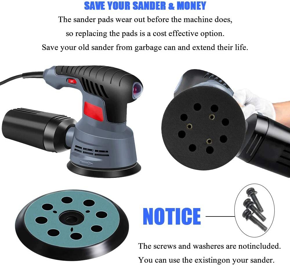 2PCS 5Inch 8-Hole Orbital Sander Hook Loop Backing Replacement Pad for Makita