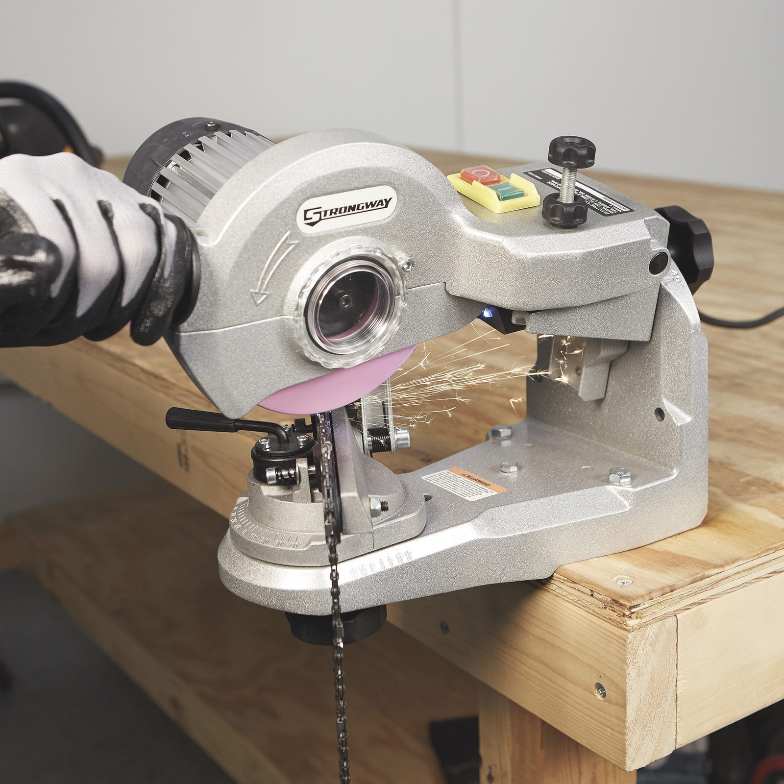 Strongway Electric Chainsaw Sharpener, 110V, 1/4in. to 3/4in. Pitch, 3400 RPM