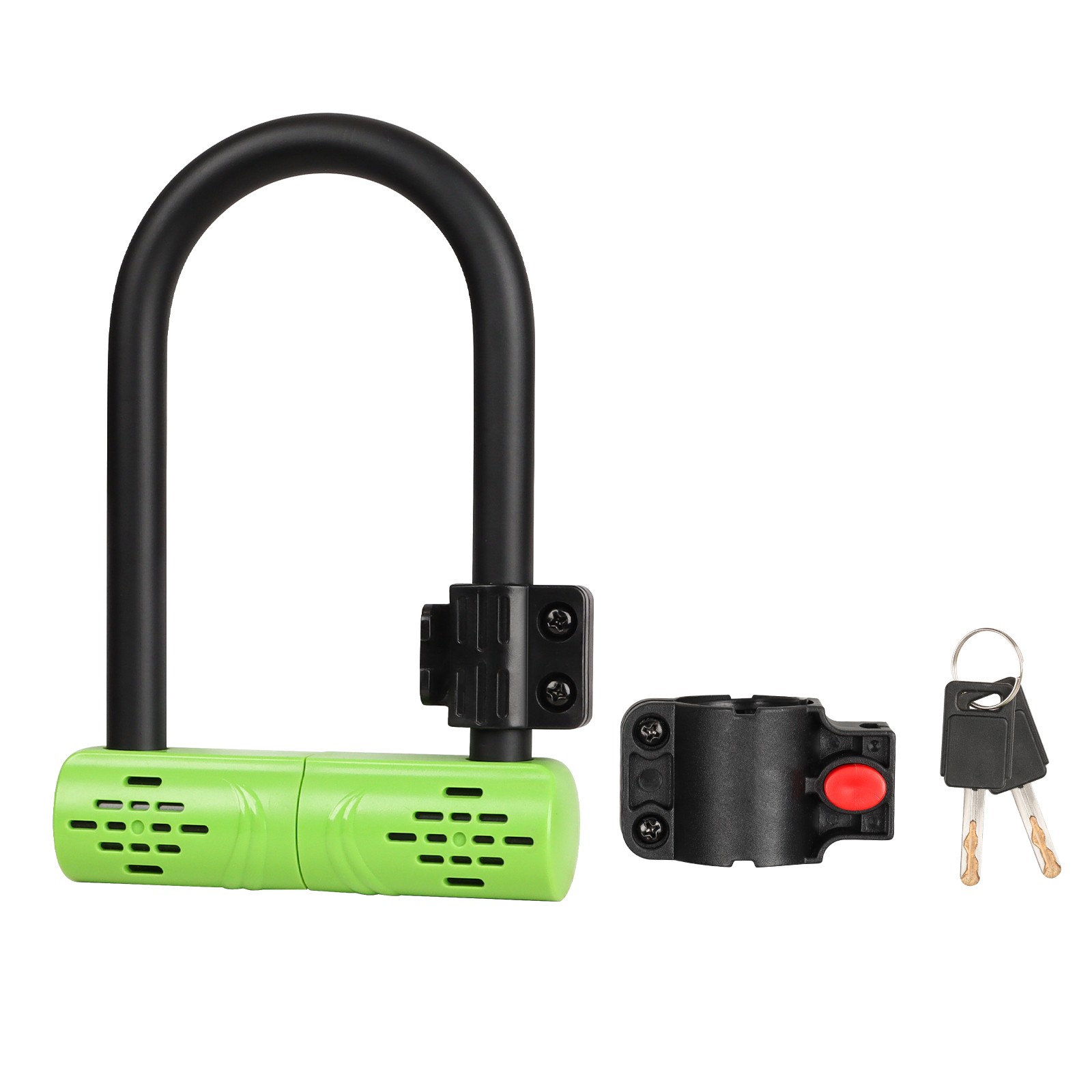 Heavy-Duty Bicycle U-lock Steel Bike Lock Anti Theft w/ lock frame Green Lock