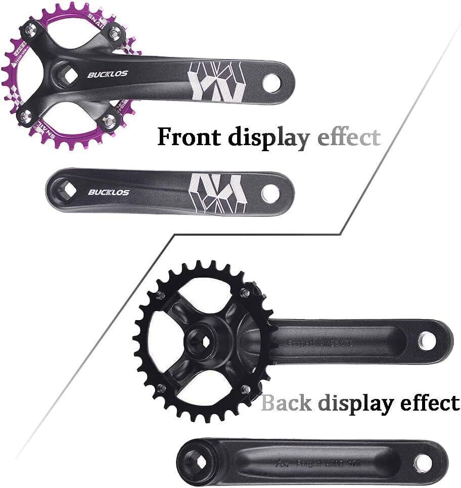 BUCKLOS 104BCD Crank 170mm Crankset 32-38t MTB Bike Narrow Wide Single Chainring
