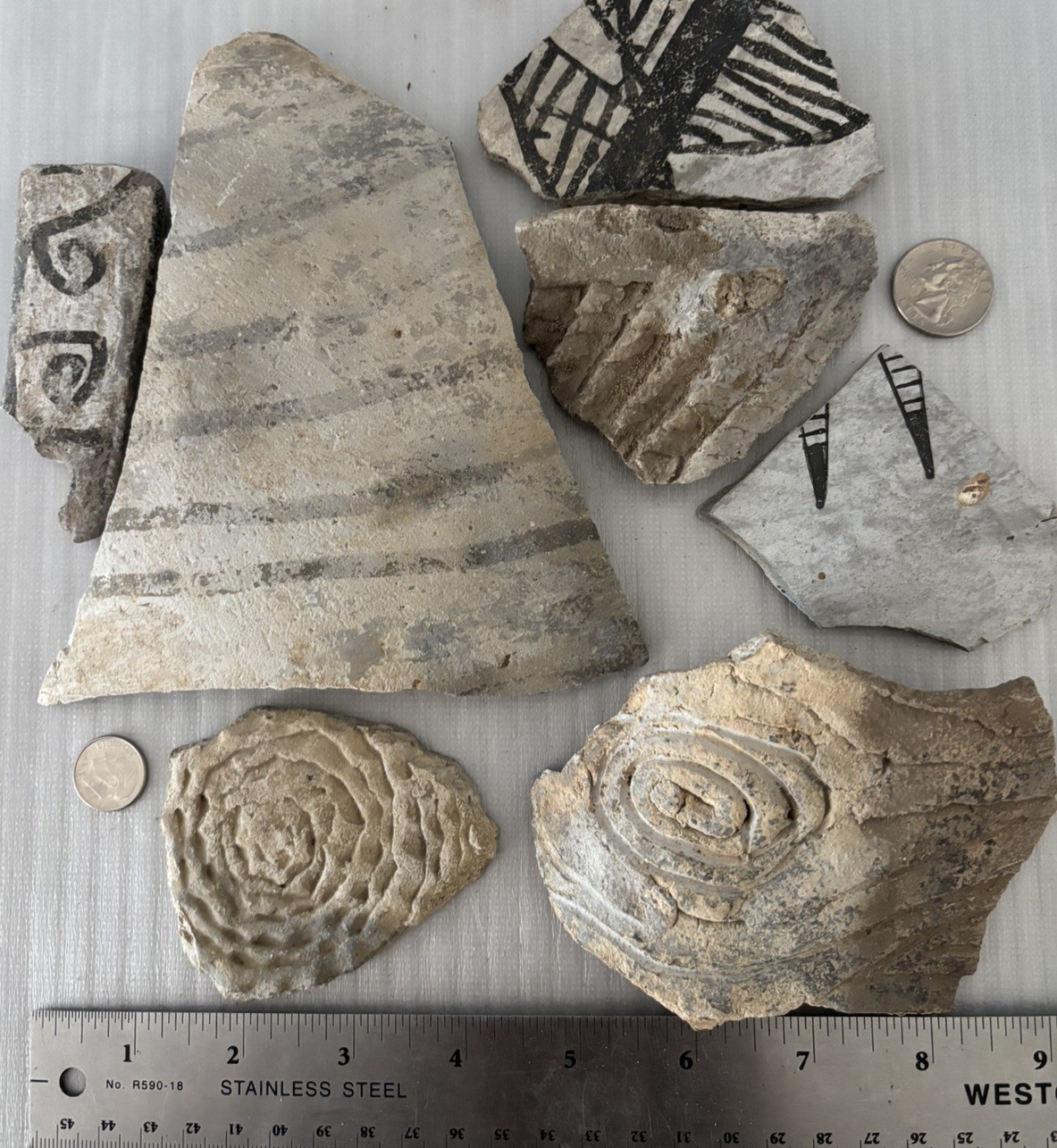 Lot of 7 Large Ancient Anasazi Native American Pottery Shards Arizona L5-D