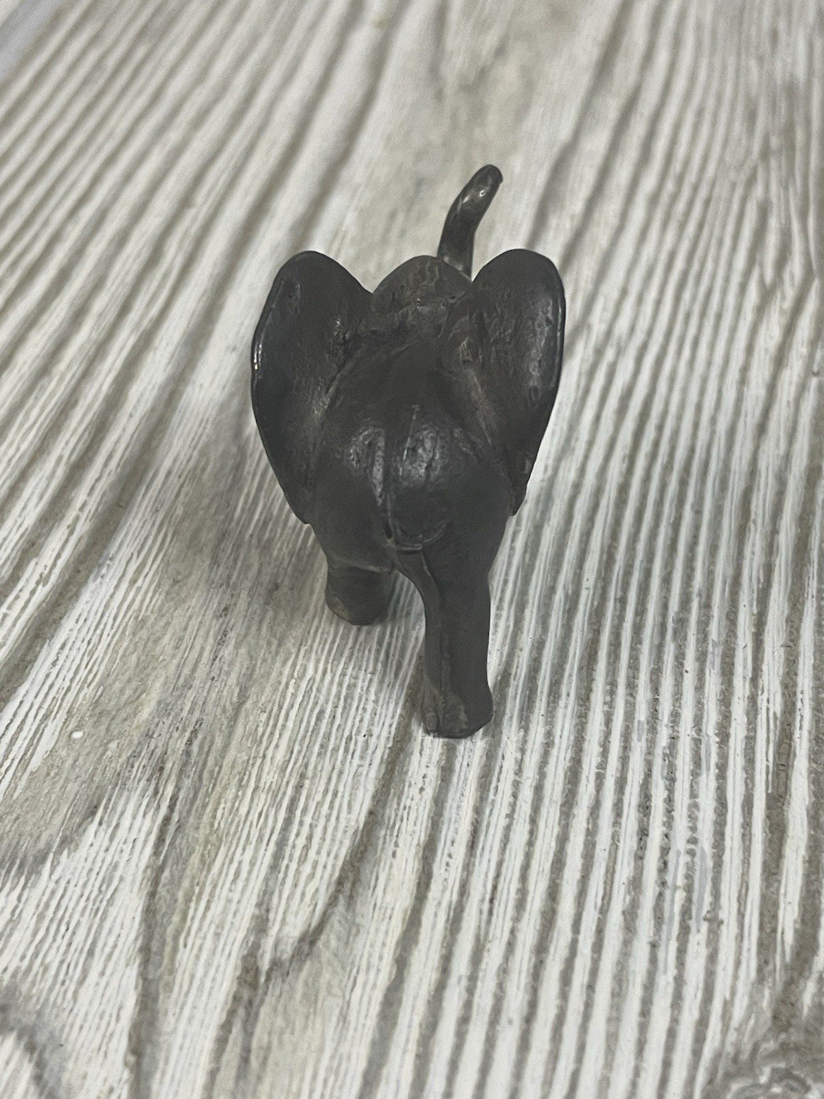 Pewter African Elephant Figurine Collectible Dumbo Trunk Up 1.5" Tall Stamped