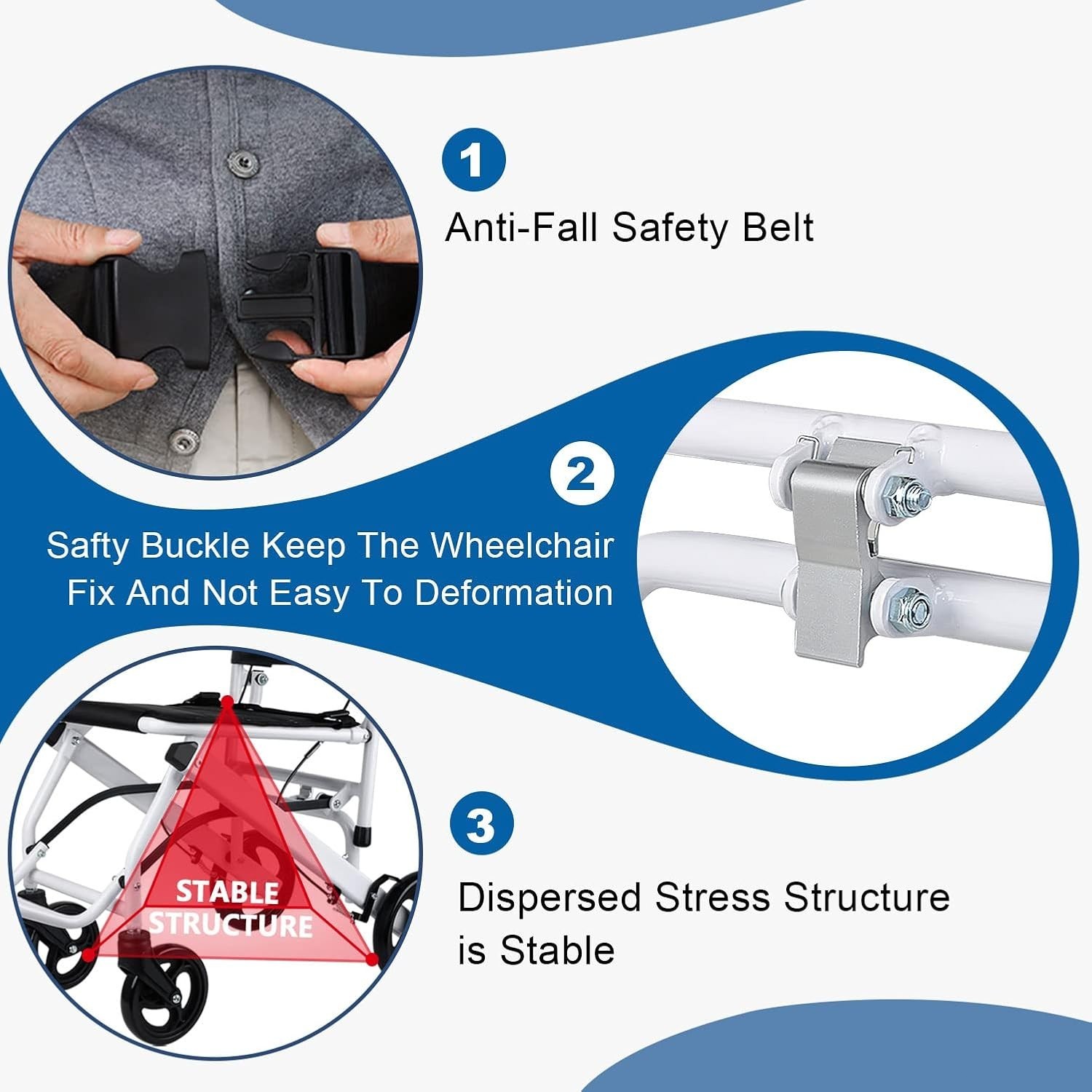 Only 16 lbs Ultra-Lightweight Foldable Transport Wheelchair, Dual handbrakes