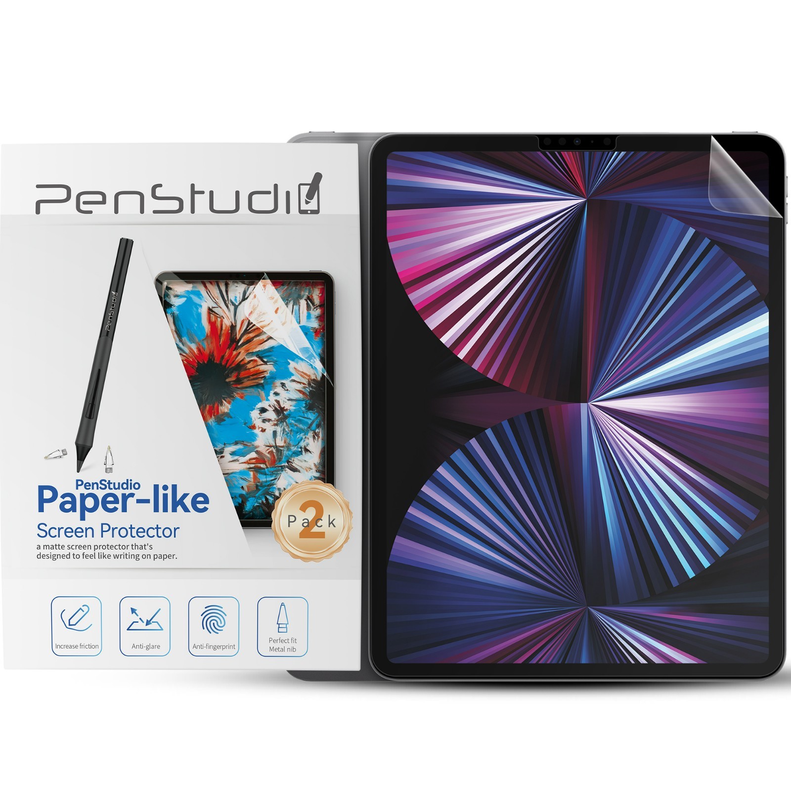Penstudio Paper-Feel Screen Protector for iPad Pro 12.9" 3/4/5/6 | Anti-Glare