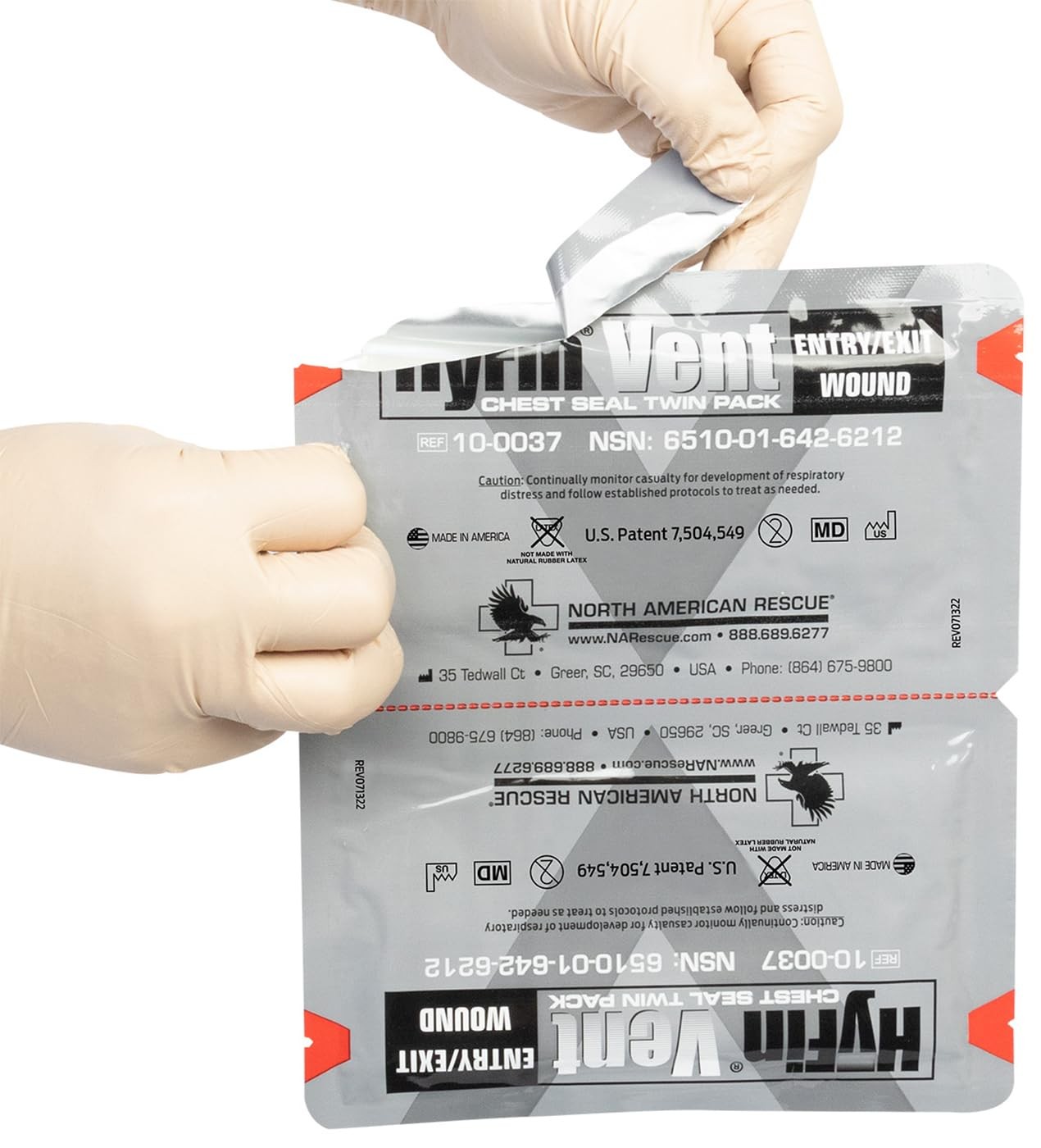 North American Rescue HyFin Vent Chest Seal Twin Pack Emergency Trauma Wound