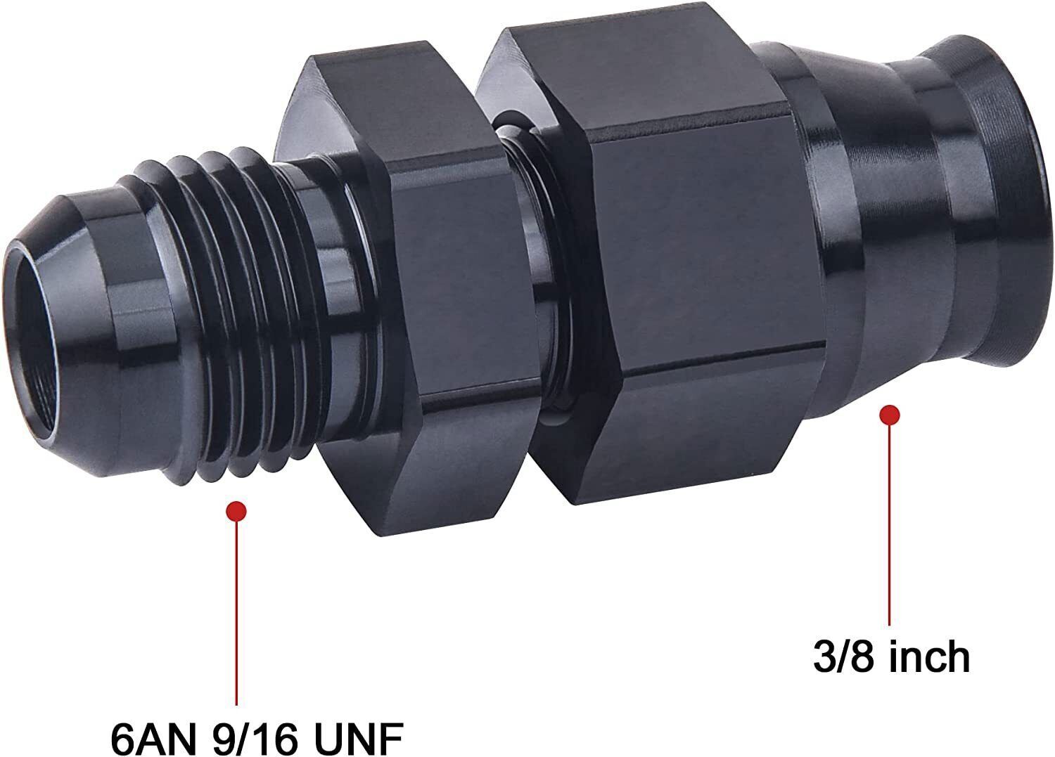 6AN To 3/8" Tube Hardline Fuel Line Adapter Fitting Tubing compression AN6 2PCS