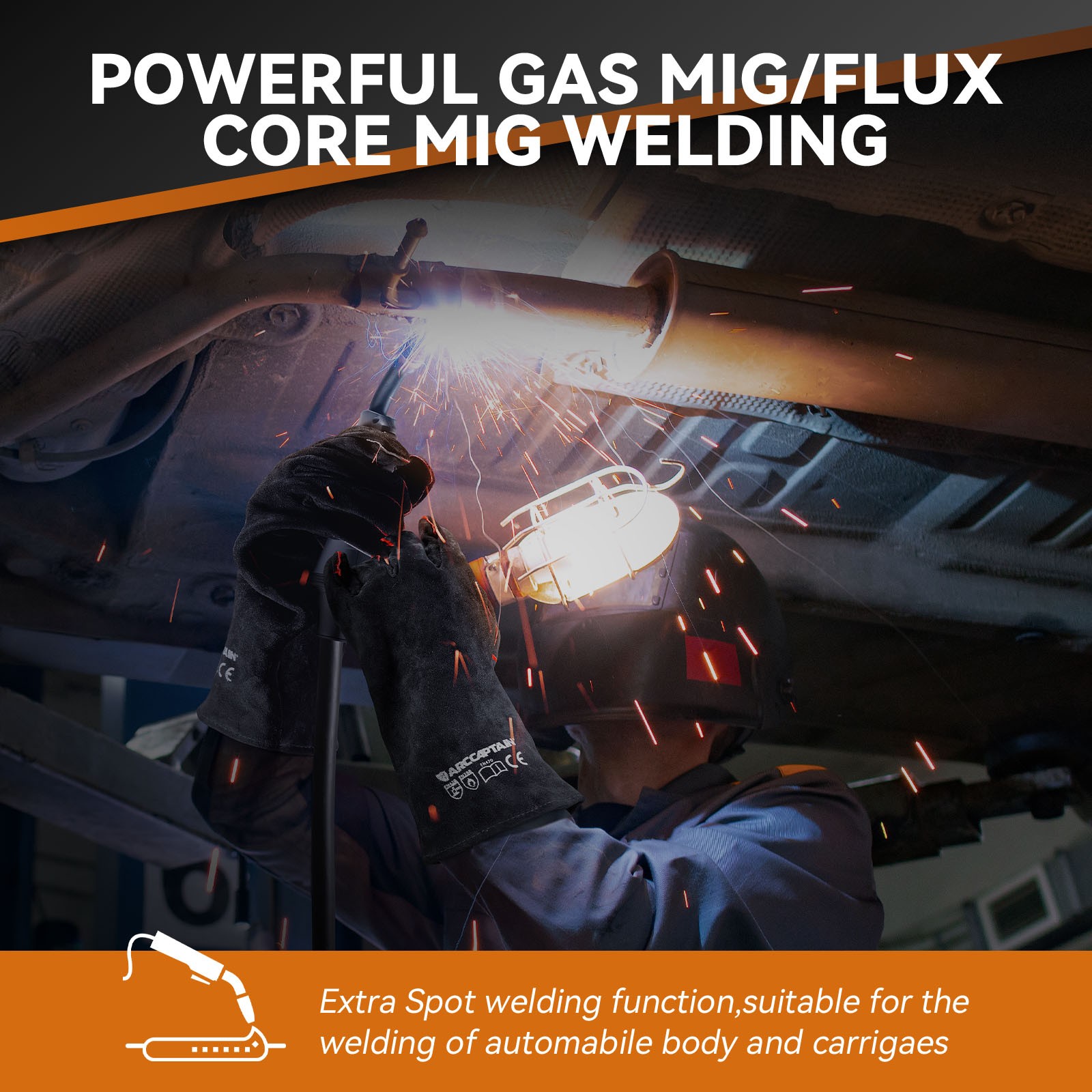 ARCCAPTAIN MIG Welder 200Amp 6 in 1 Gas MIG/Gasless Flux Core MIG/Stick/Lift TIG