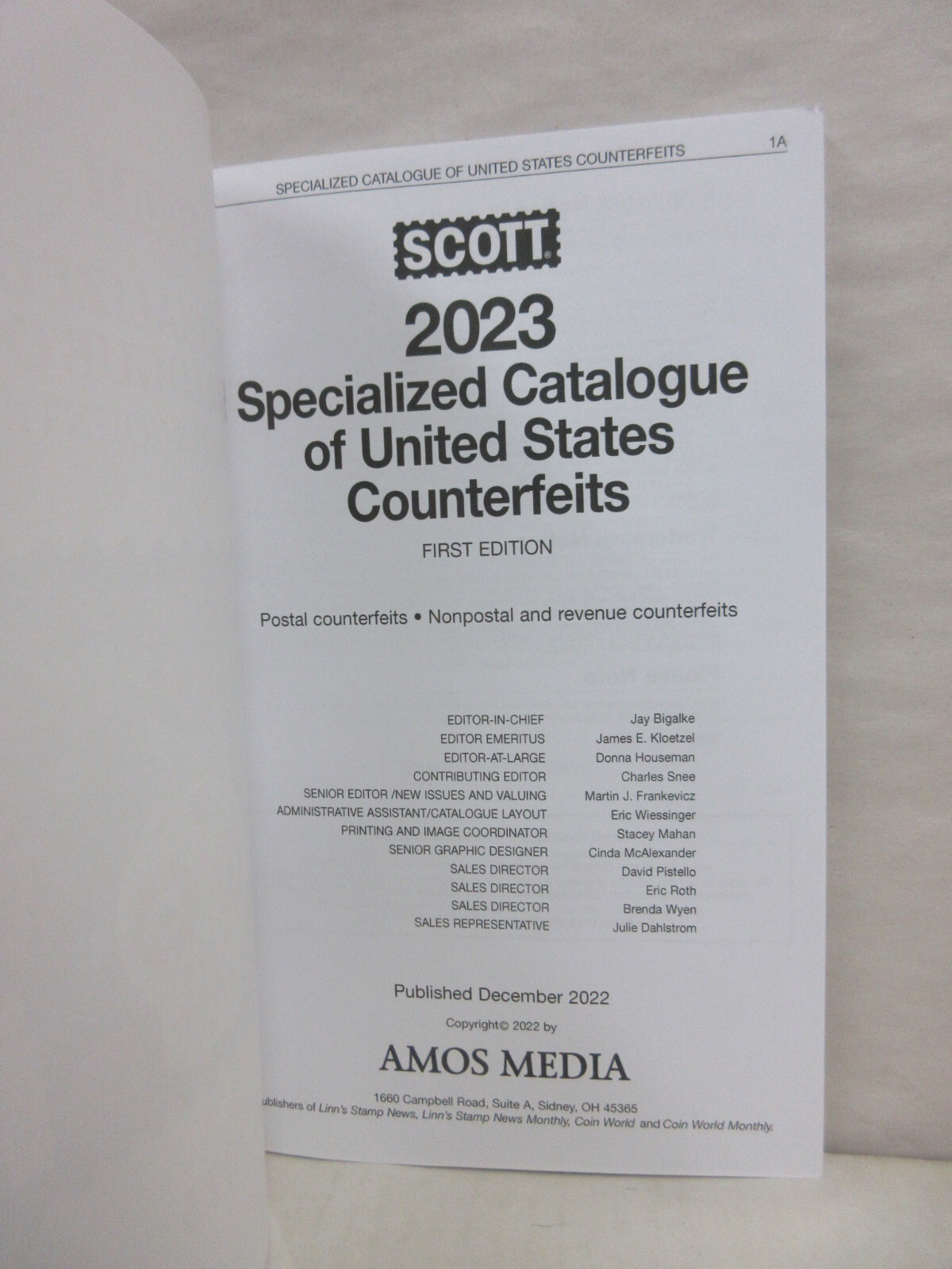 2023 Scott Specialized Catalog of United States Counterfeits 1st Edition Book