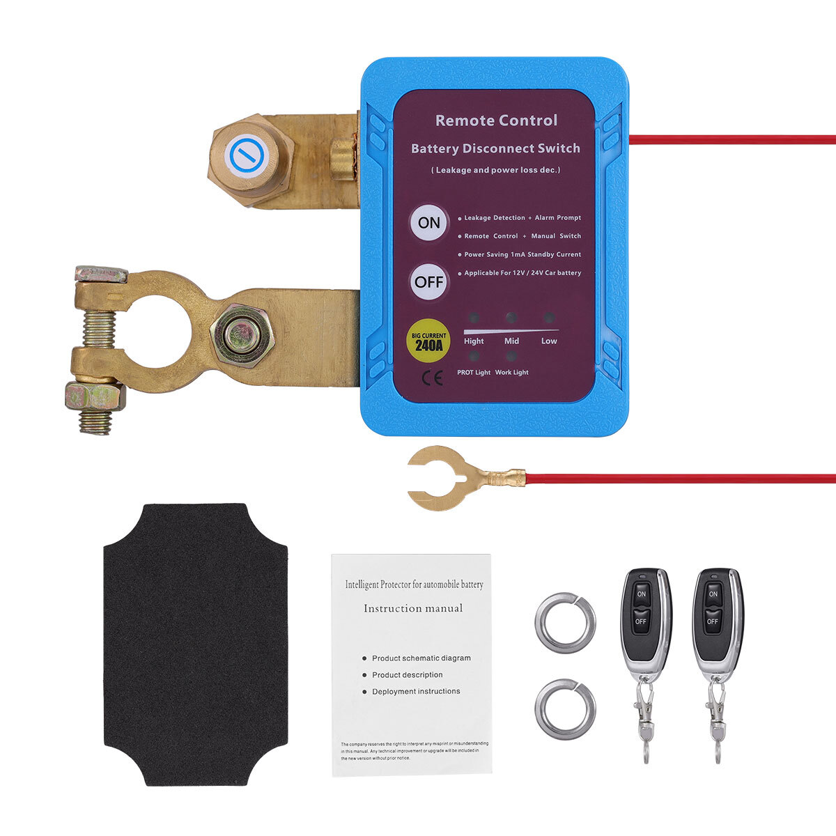 Remote Battery Disconnect Switch 12V 240A Battery Kill Switch for Auto RV ATV