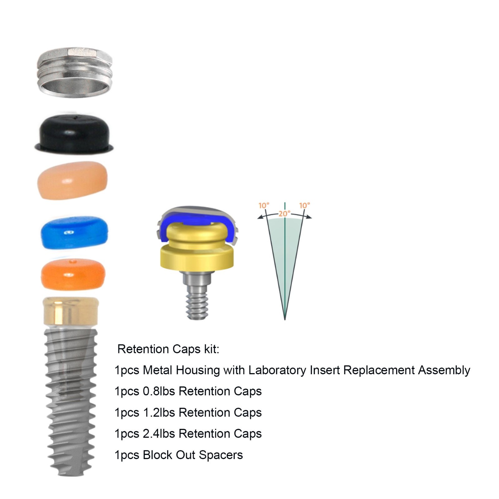 10Pcs US Dental attachment Zest Locator system standard Male Cap Inserts fit for
