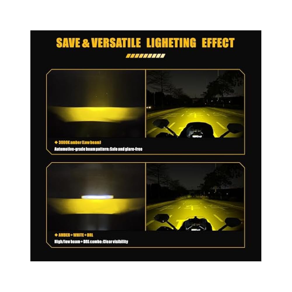 Motorcycle Fog Lights with Multi,Lighting Modes, Strobe, DRL