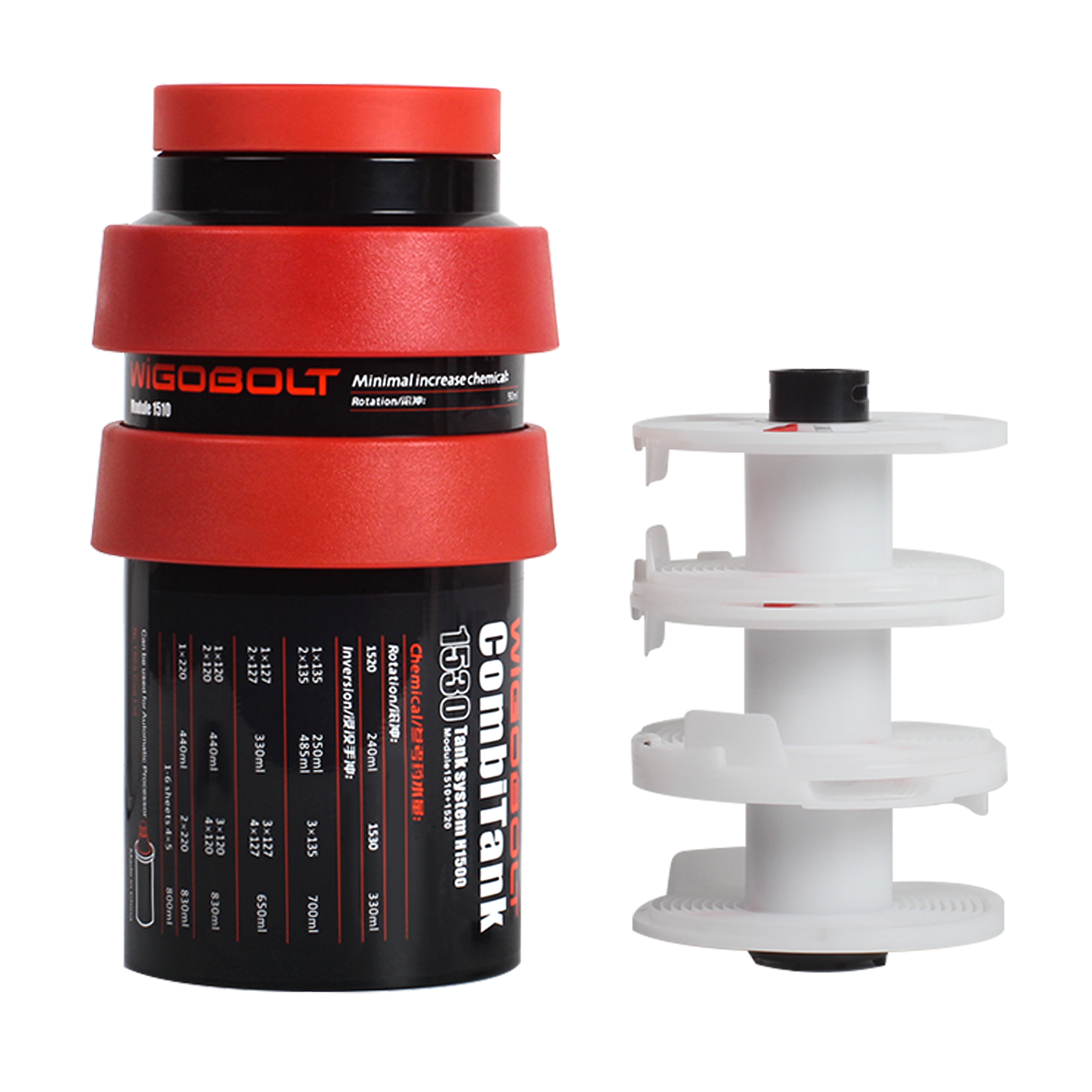 Developing Tank 3 Spirals 120 135 4x5 B&W film Negative Darkroom Processing