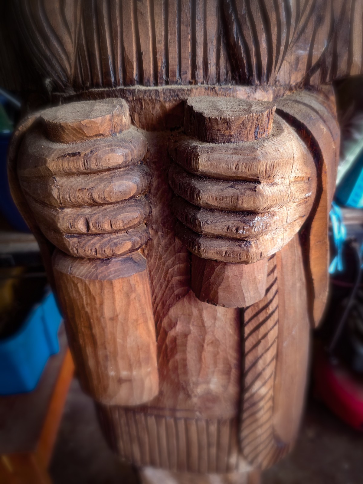 One of a kind 6' / 72lbs. CIGAR STORE INDIAN hand carved from oak