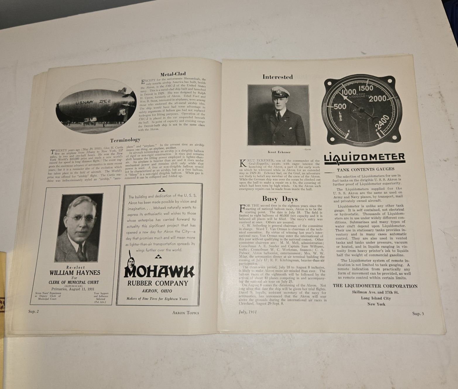 1931 Akron Topics ZRS-4 USS Akron Airship Magazine Rare Ohio Goodyear History