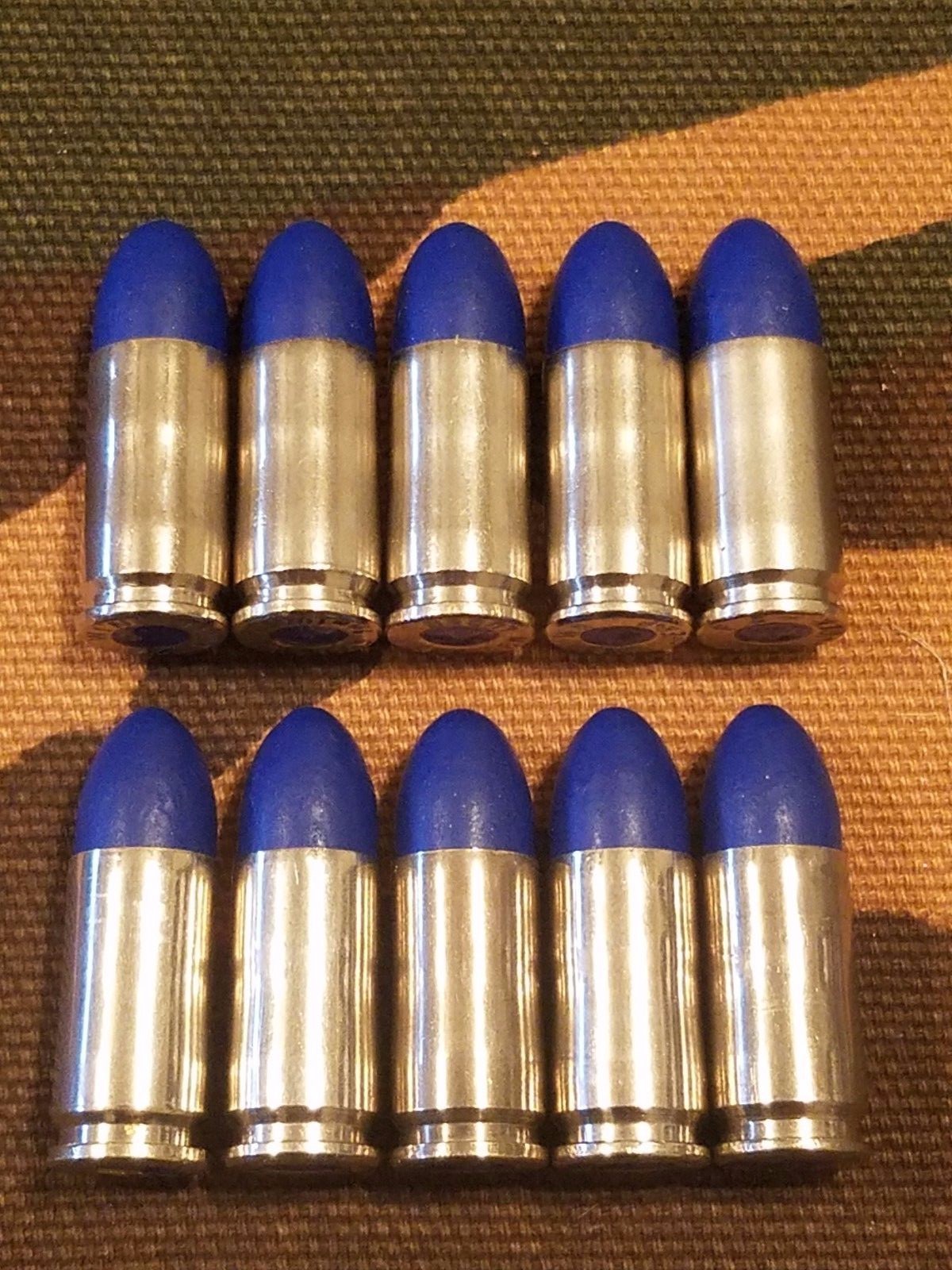 9MM LUGER SNAP CAPS SET OF 10, 124GR. (BLUE+NICKEL)