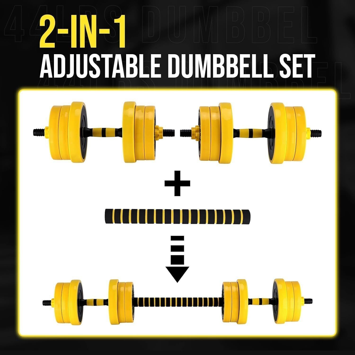 Adjustable Weight Dumbbell Set 33 LBS Cap Gym Home Barbell Plates Body Workout