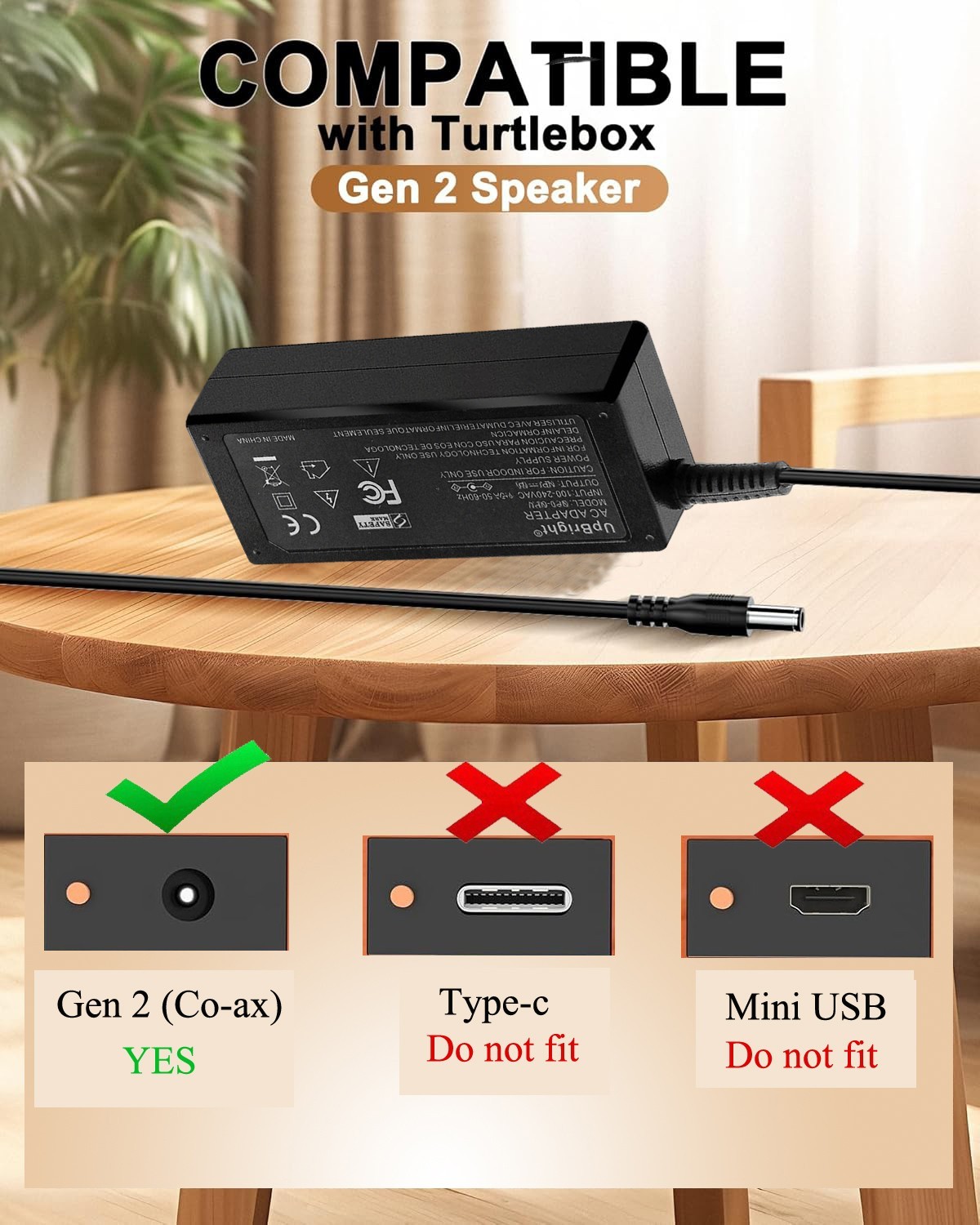 AC Adapter for Turtle Box Turtlebox Gen 2 Gen3 Loud Outdoor Portable 5.0 Speaker