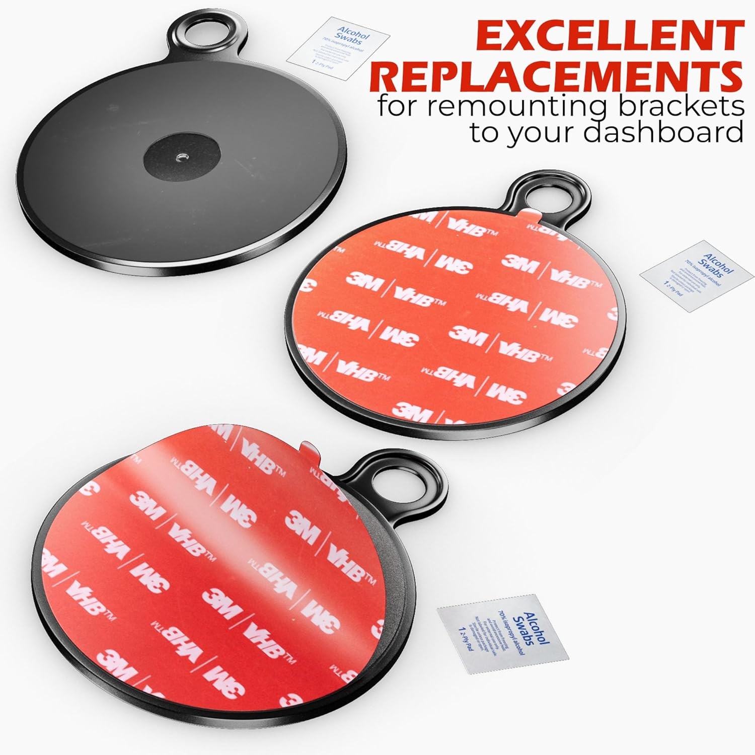 Dashboard Pad Mounting Disk for Suction Cup - 3M Phone Car Mount Red