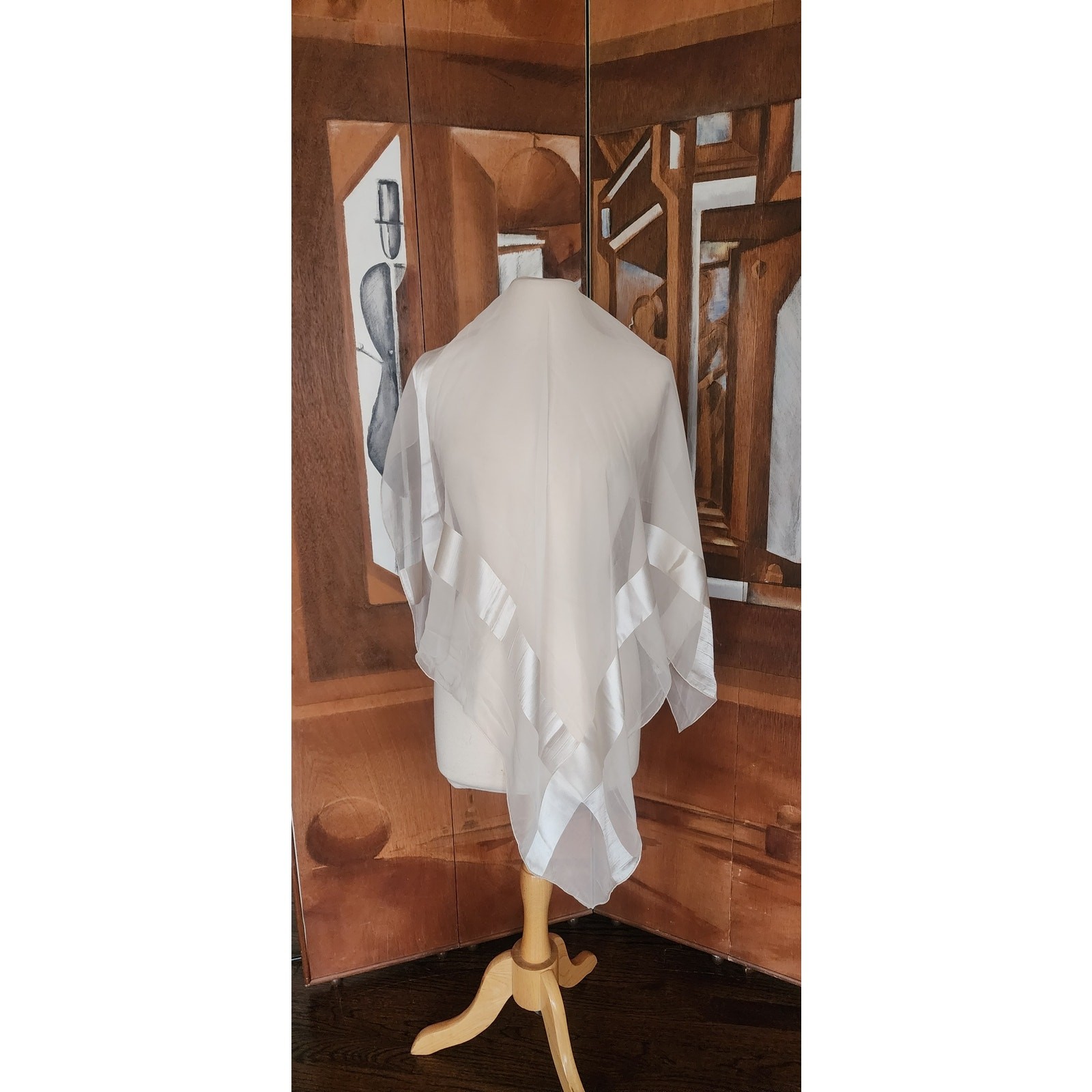 VTG 50s Christian Dior COLIFICHETS Scarf Cream Silk Square Rare Museum Archive