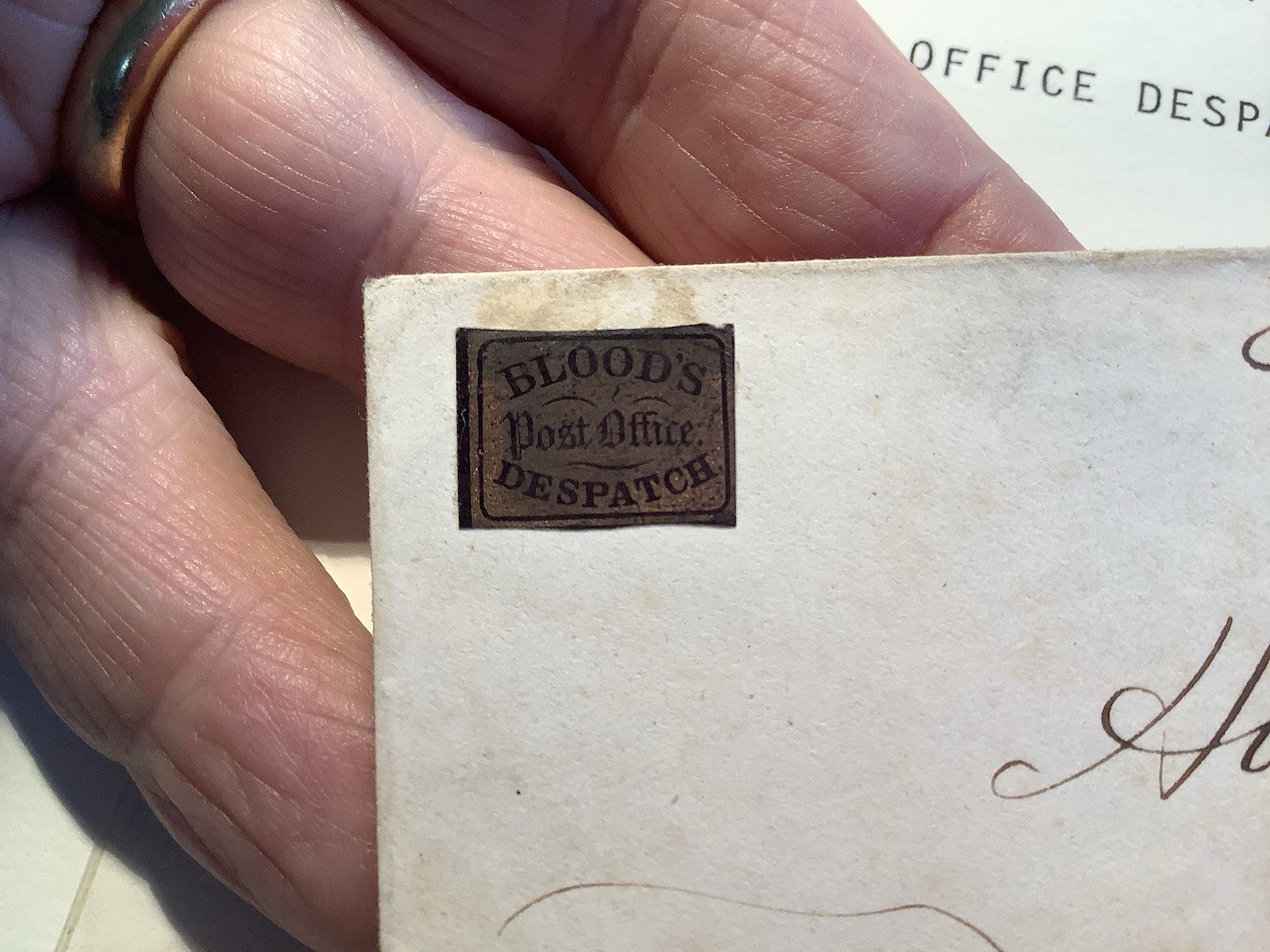 Mid 1800s = Genuine US LOCAL POST Stamp On Cover BLOOD’S 15L17