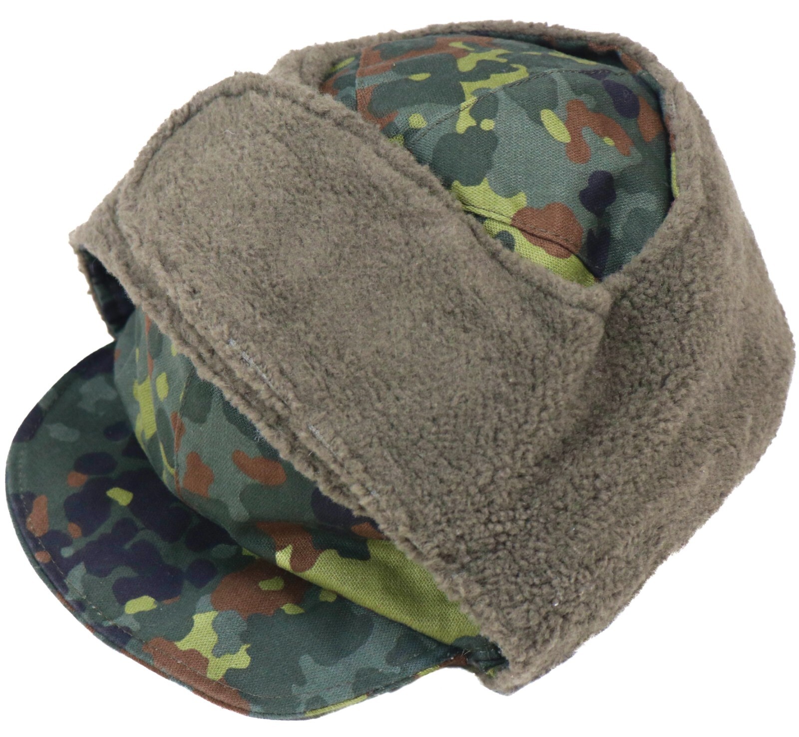 Large (59) - Used German Bundeswehr Flecktarn Winter Field Cap Hat Fleck Camo