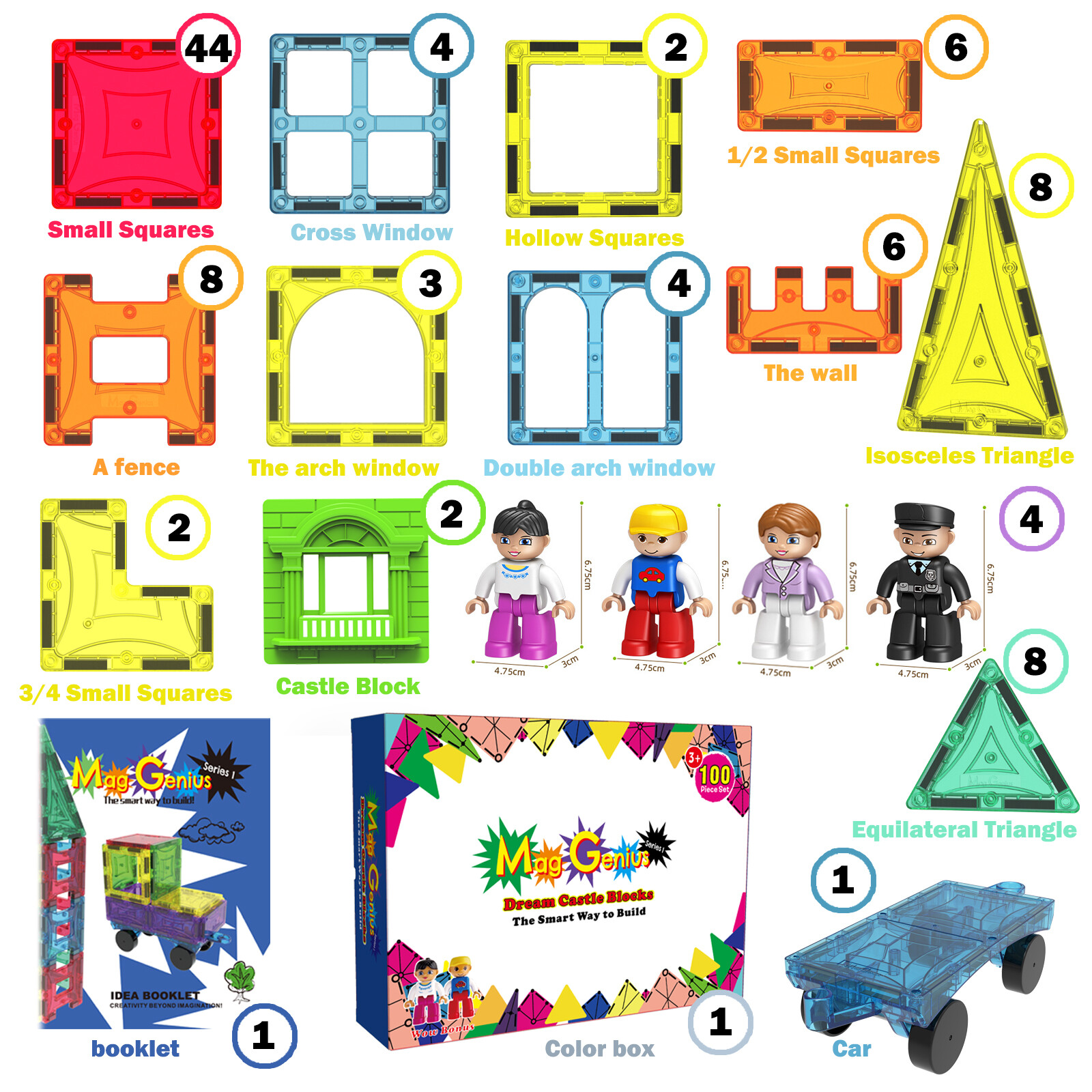 Magnet Tiles Mag-Genius Magnet Tiles 102 Piece Set And All New Magnet Kids NEW