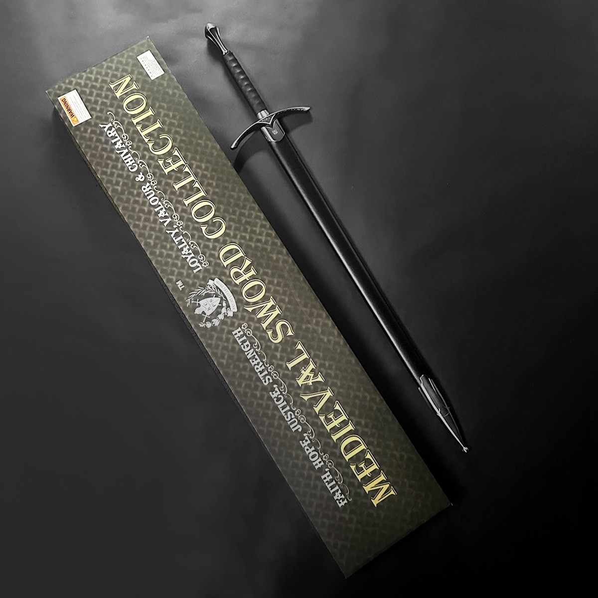 41.25" One Hand Medieval Sword Dull Blade Carbon Steel With Faux Leather Wrapped