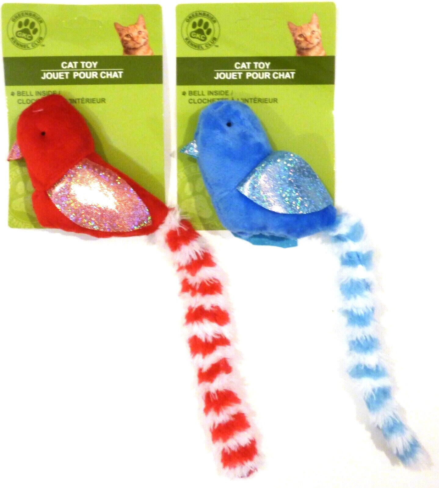 GKC Plush Cat Toy Bird w Bell 12" Red Blue ~ Choice