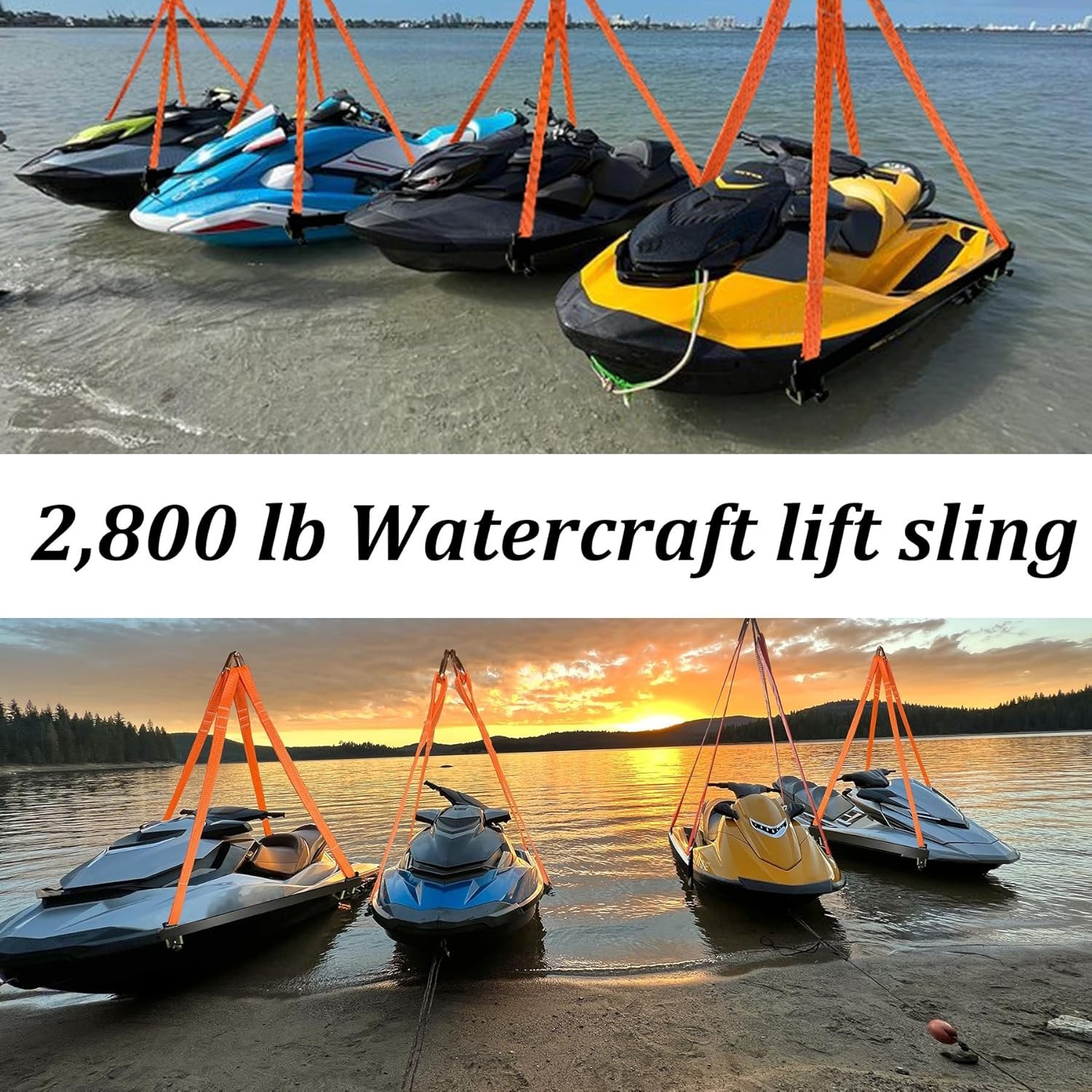 2800 lb ,43'' Watercraft Sling with Heavy duty powder-coated Steel Bracket,Po...