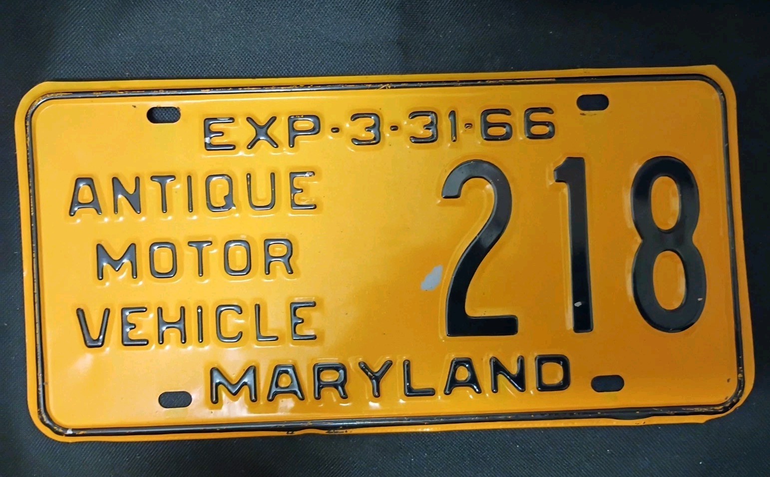Antique Motor Vehicle Maryland  218 Lic. Plate.