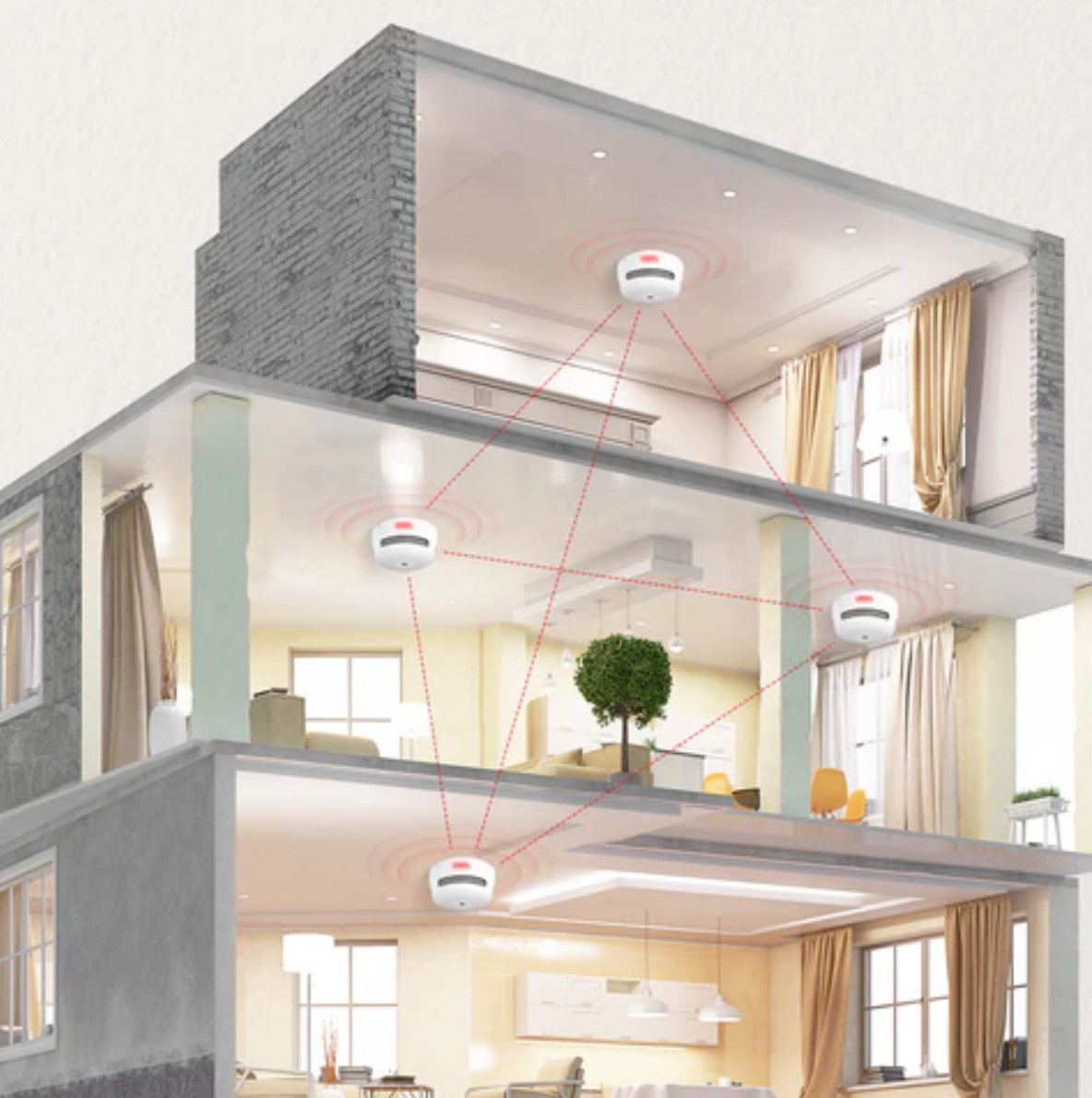 Xsense Wireless Interlinked 6 Pack Smoke Detectors/Fire Alarms XS01-WR