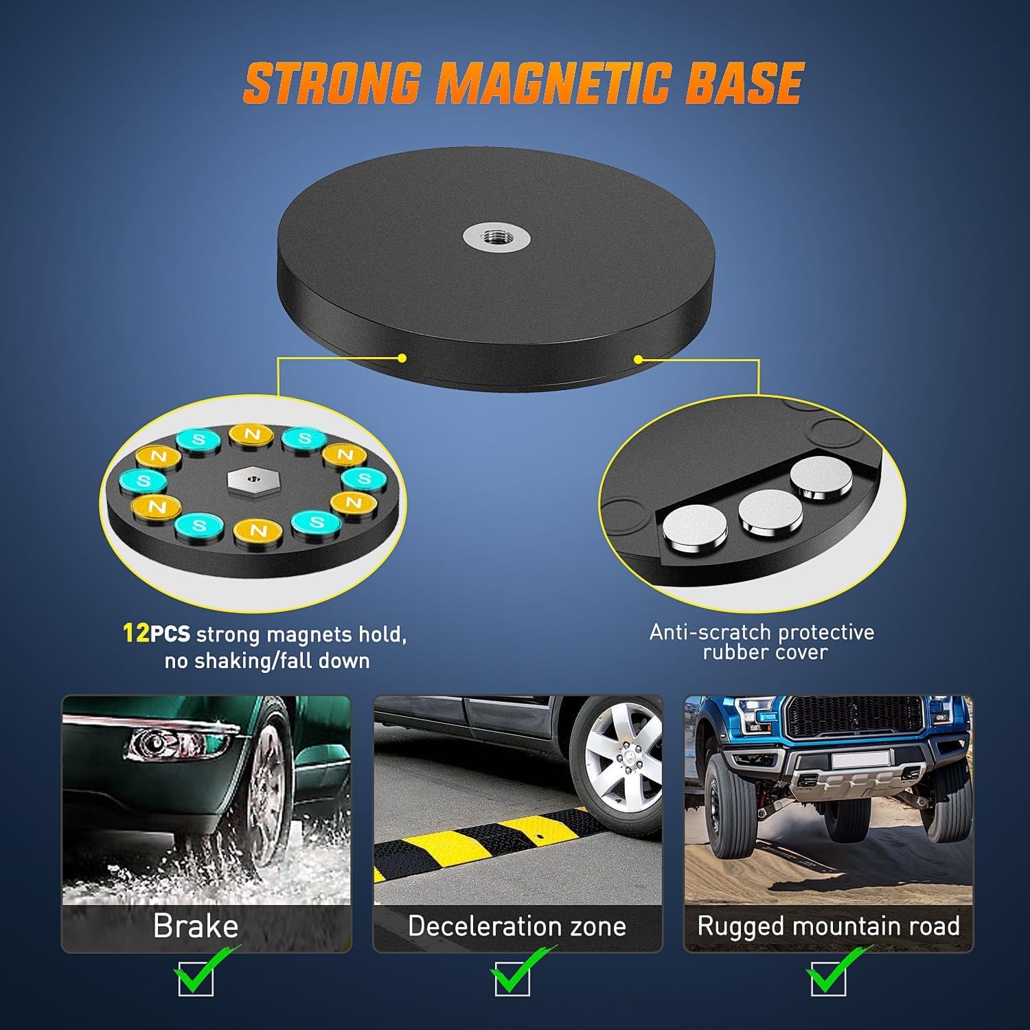 Nilight LED Light Bar 13.5 Inch Cigarette Lighter Wiring Strong Magnetic Base