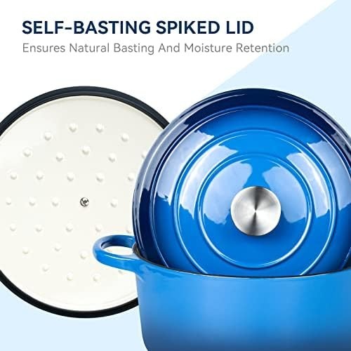 6 Quart Enameled Cast Iron Dutch Oven for Sourdough Bread Le Creuset with Du...